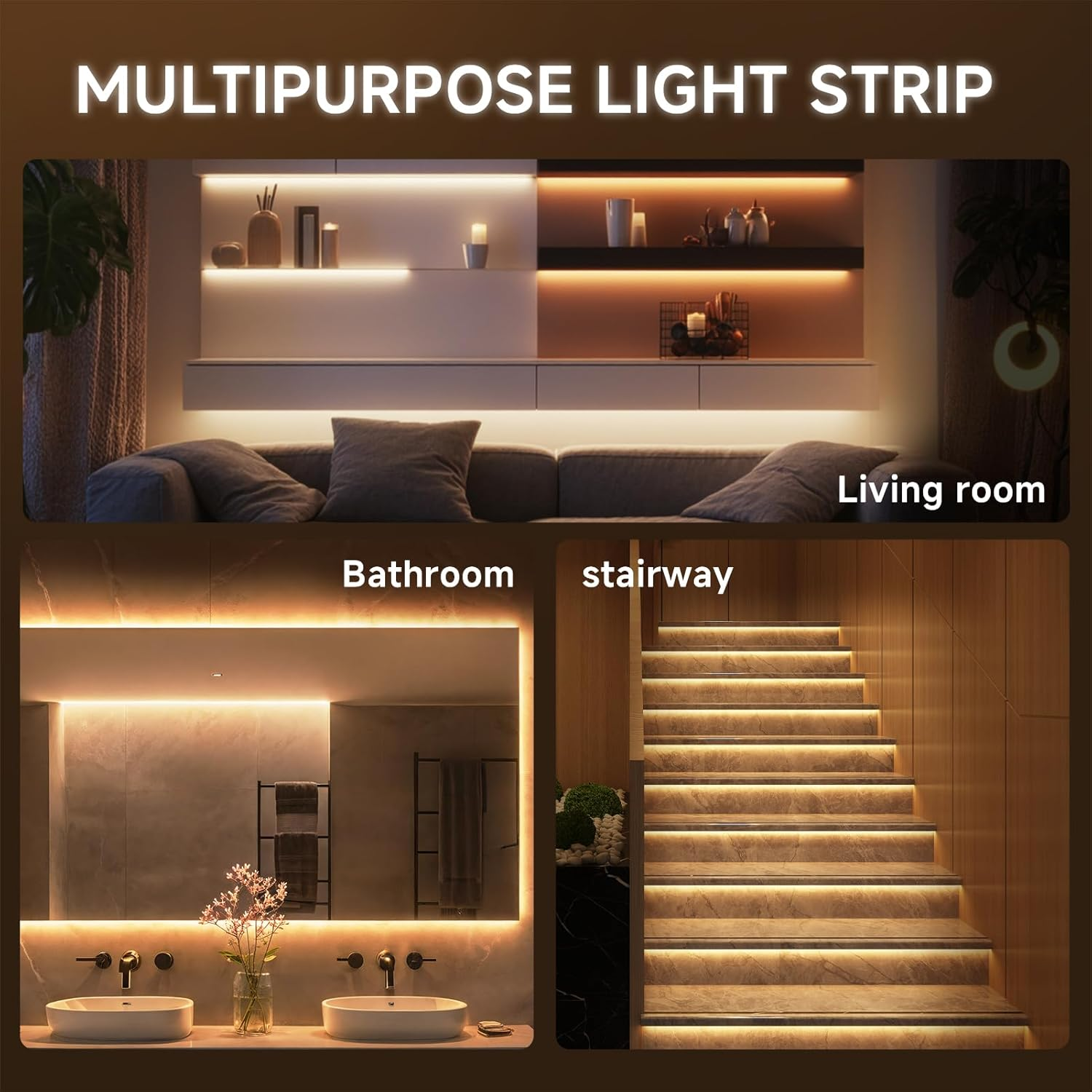 PERVADEO COB LED Strip 12V, 5M COB LED Strip Warm White 3000K Cuttable Flexible 320LED/M, CRI>90, for Bedroom, Home Decoration (No Power) image number 4