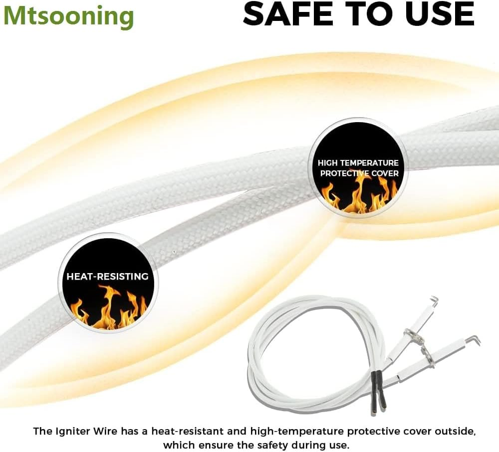 Mtsooning Igniter Ceramic Electrode, 2PCS Ceramic Igniter Electrode Replacement Parts, 27.5Inch Ignition Wire & Ceramic Spark Plug Ignition Electrode for BBQ Grill Burner Heater Fireplace image number 5