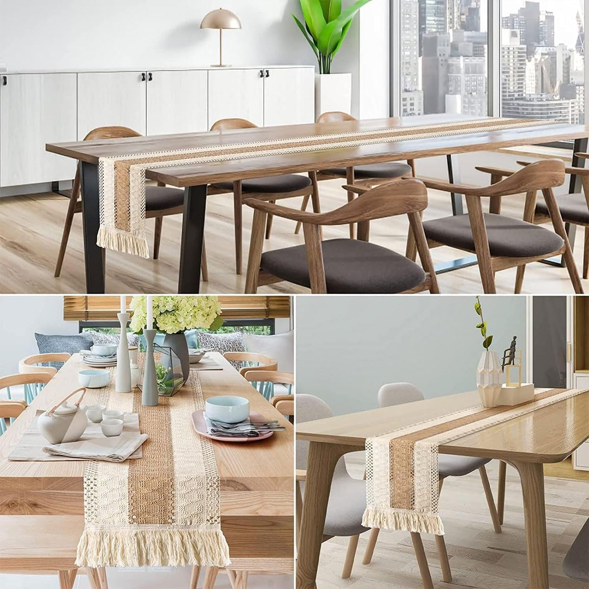 AIMALL Premium Cotton and Linen Table Runner with Knot Tassel Design, Nordic-Inspired Home Decor for Coffee Tables, TV Stands, and More, Durable and Stylish, Size 72X11.8 Inches