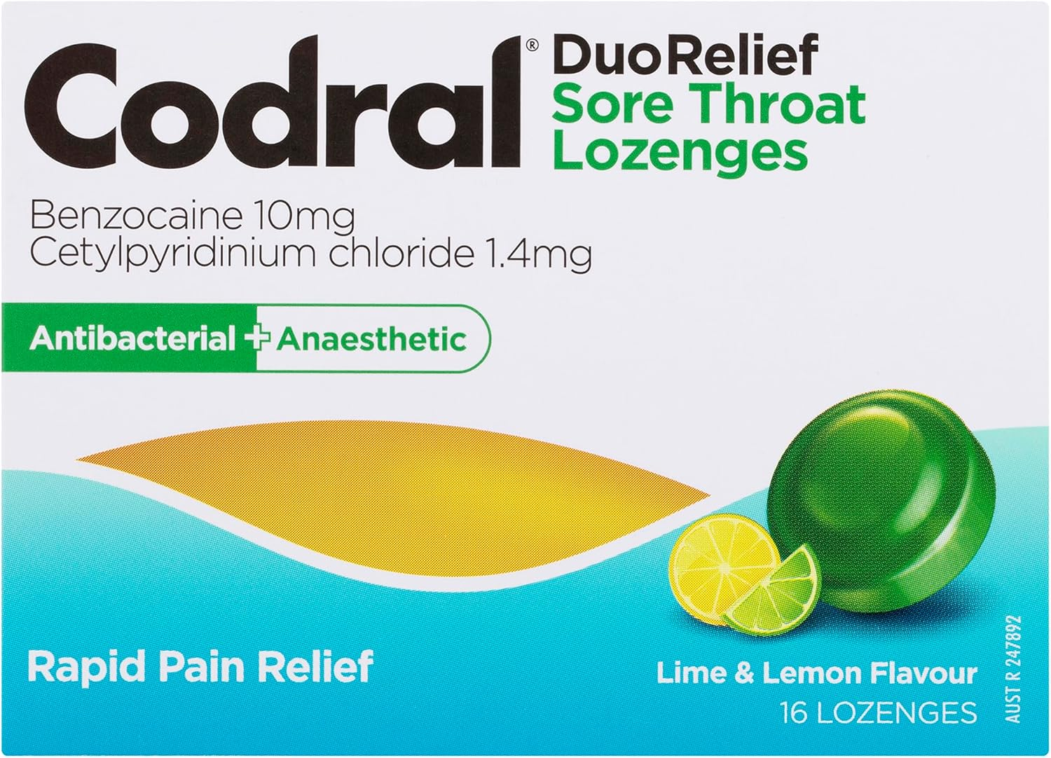 CODRAL Sore Throat Lozenges Lime & Lemon 16 image number 2