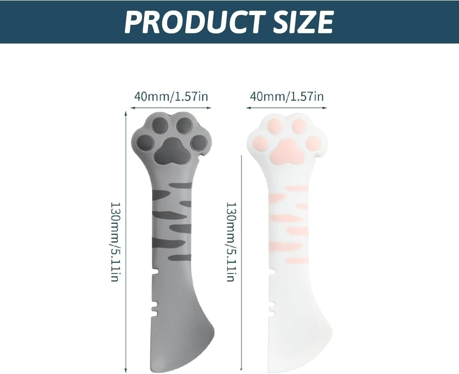Silicone Cat Paw Scoop, 2 Pcs Multi-Purpose Cute Paw Can Opener Wet Food Spatula, Silicone Cat Can Opener Spoon with Cute Paw Shape