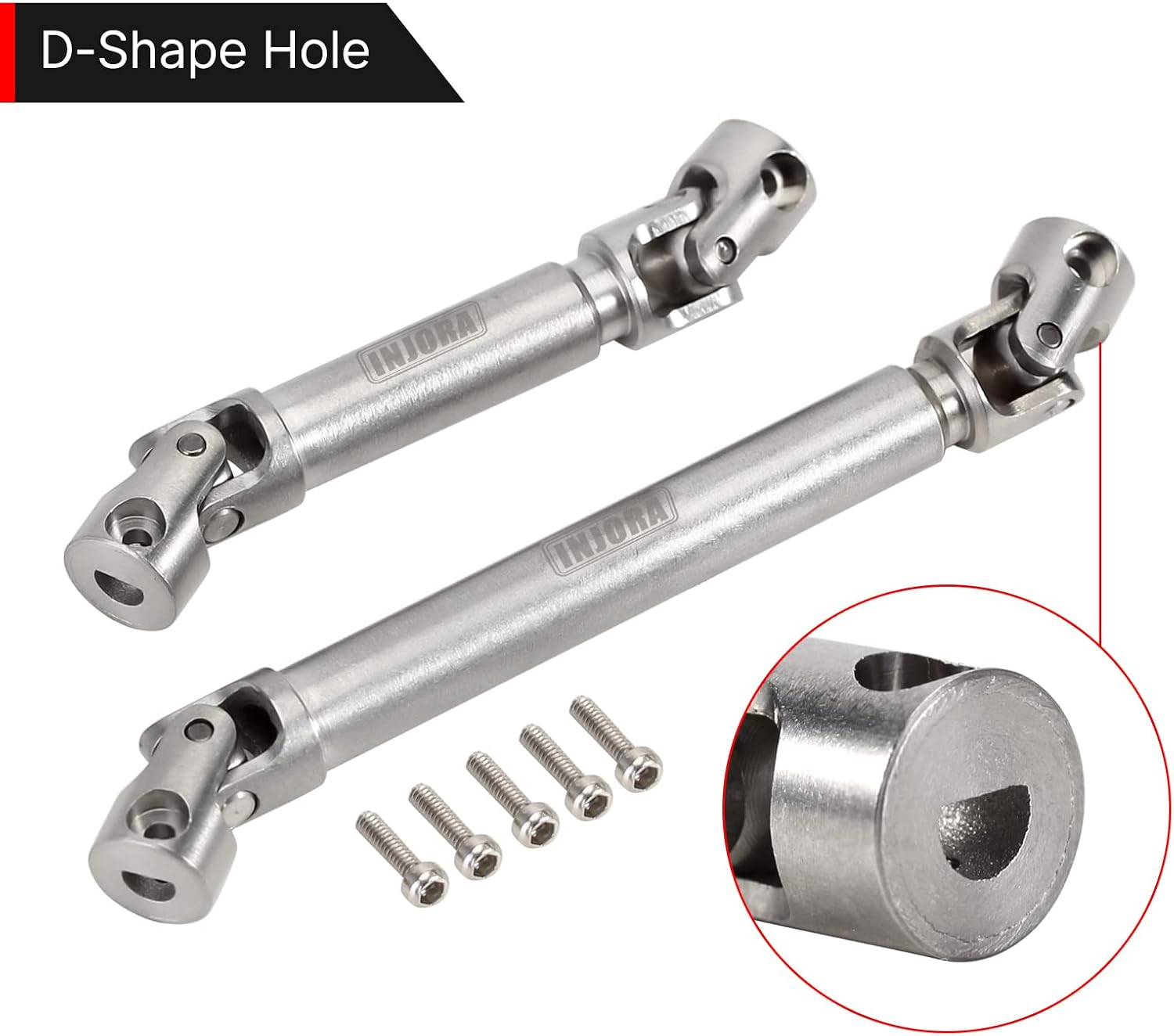 INJORA Center Drive Shaft Stainless Steel D-Shaped Hole Drive Shaft for SCX24 Gladiator 1/24 RC Crawler Axial AXI00005 Upgrade Parts image number 5