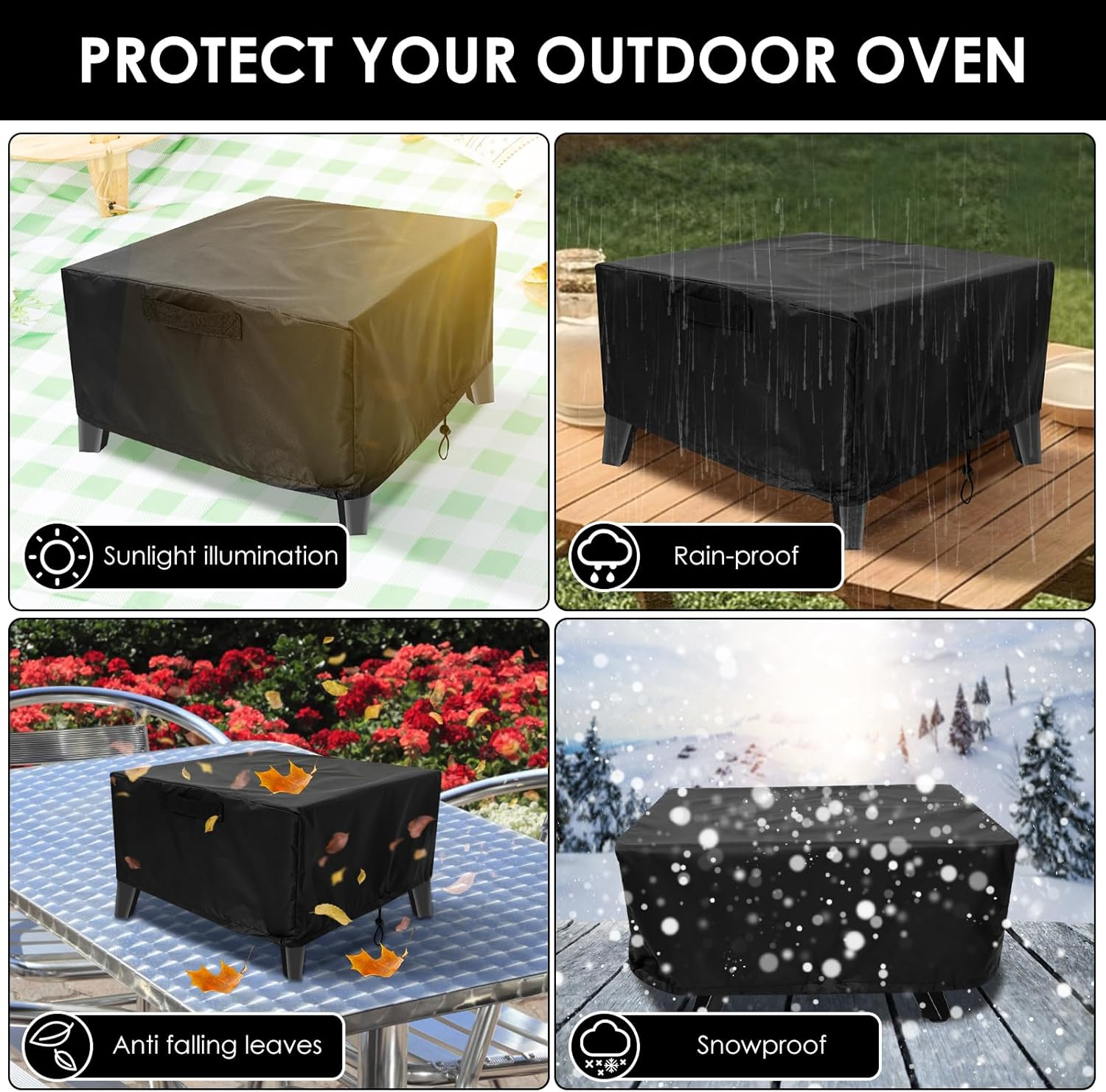 Pizza Oven Cover, Oxford Cloth Dustproof Waterproof Pizza Oven Cover, Adjustable Drawstrings, UV, Water-Resistant, with Adjustable Buckle Strap Tight Fitting, for Outdoor (S) image number 3