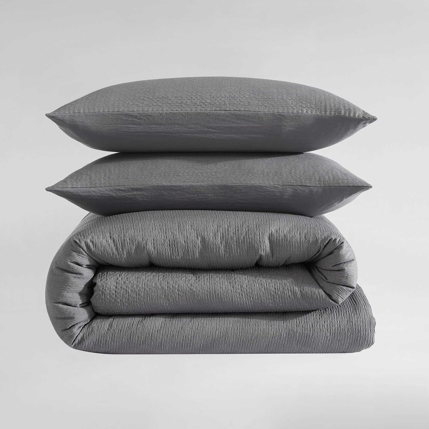 Calvin Klein - Queen Duvet Cover Set, Super Soft Textured Bedding with Matching Shams, Reversible Home Decor, Oeko-Tex Certified (Seersucker Dark Grey, Queen) image number 6