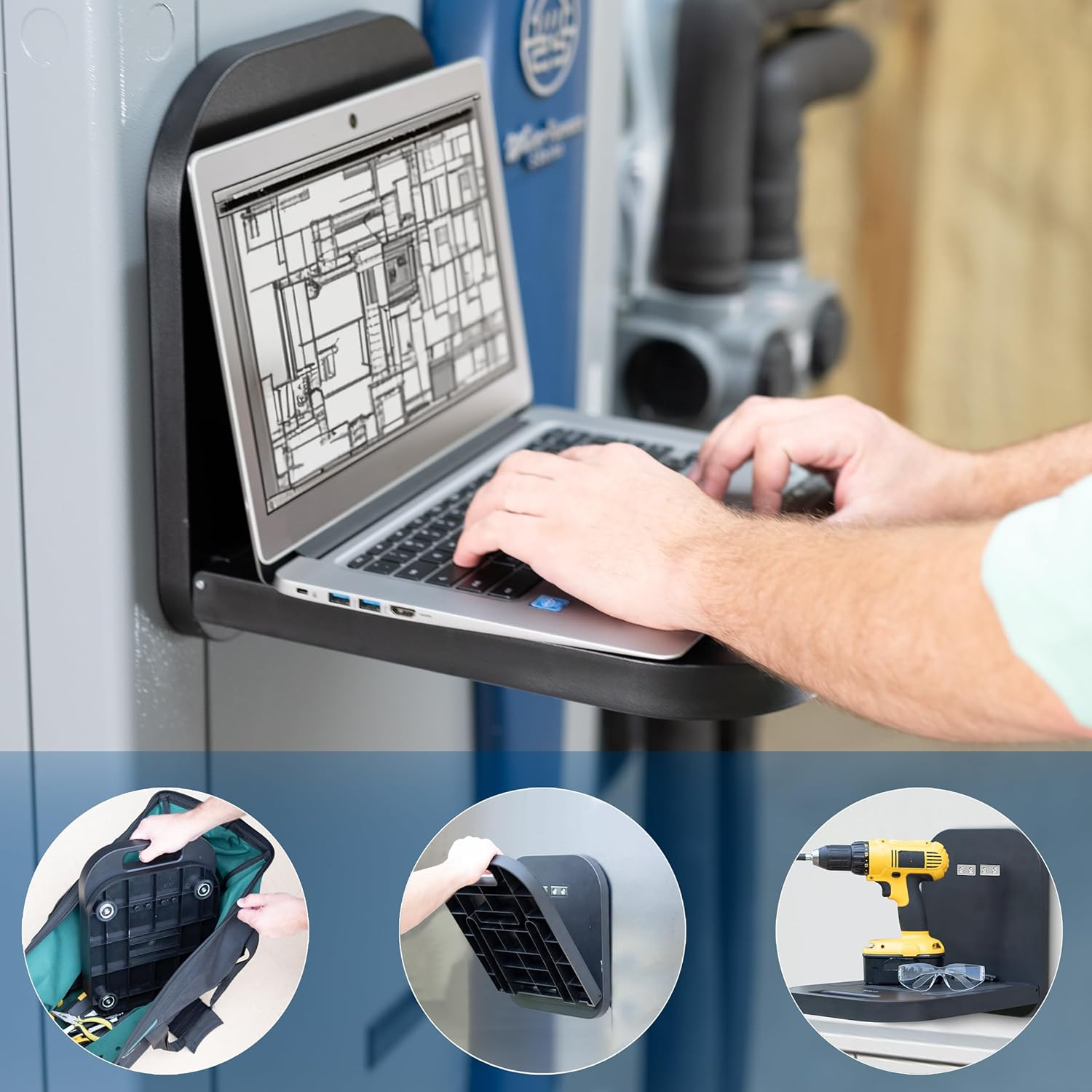 VIVO Magnetic Portable Laptop Workstation, Notebook/Tablet Shelf, Utility Platform, Hands-Free Compact Desk, Attaches to Flat Steel Surfaces, Black, DESK-MAG01 image number 2