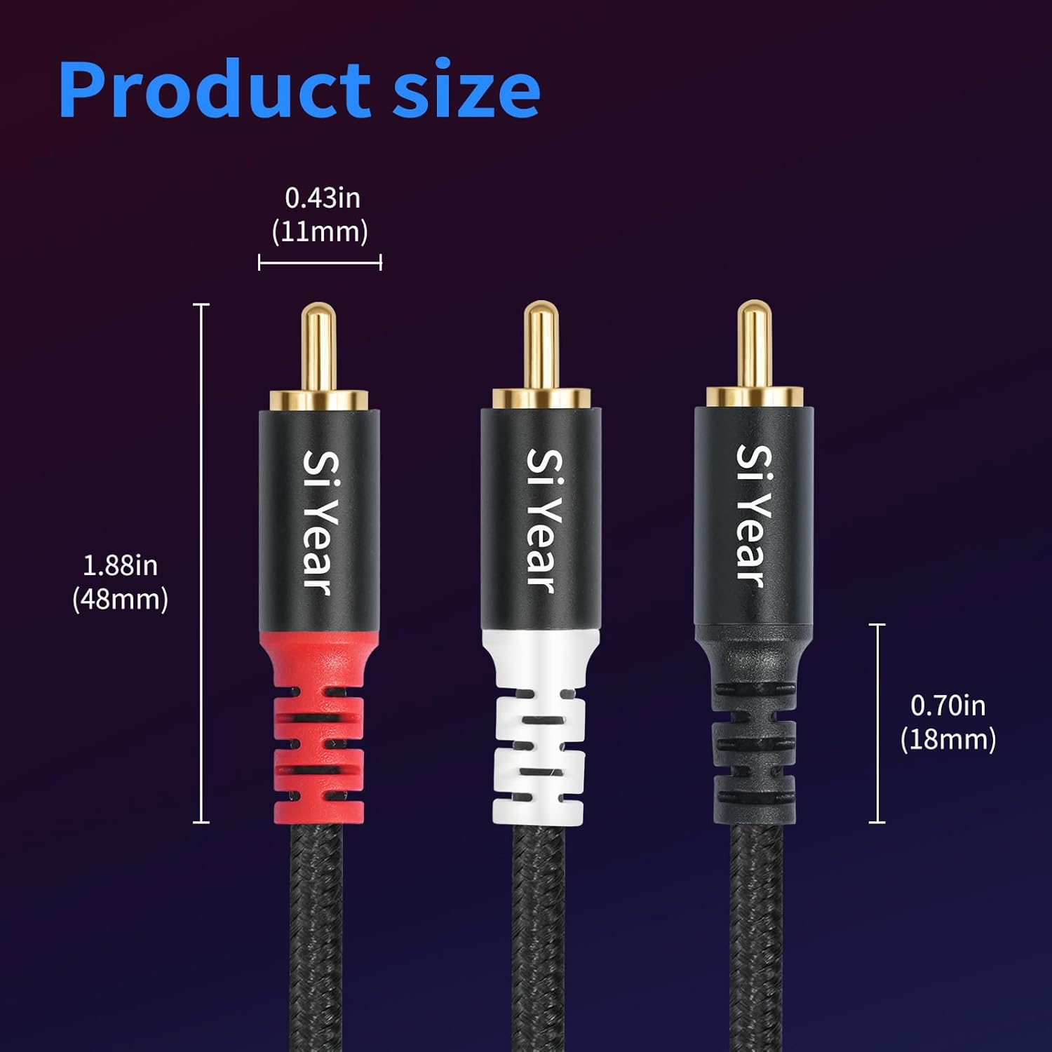 Siyear RCA Y Splitter Cable, 1 Male to 2 Male RCA Adapter Audio Cables,Subwoofer Cable for Amplifiers/Tv/Subs/Amps/Hi-Fis/Home Theater/Receivers 6.6FT/2M