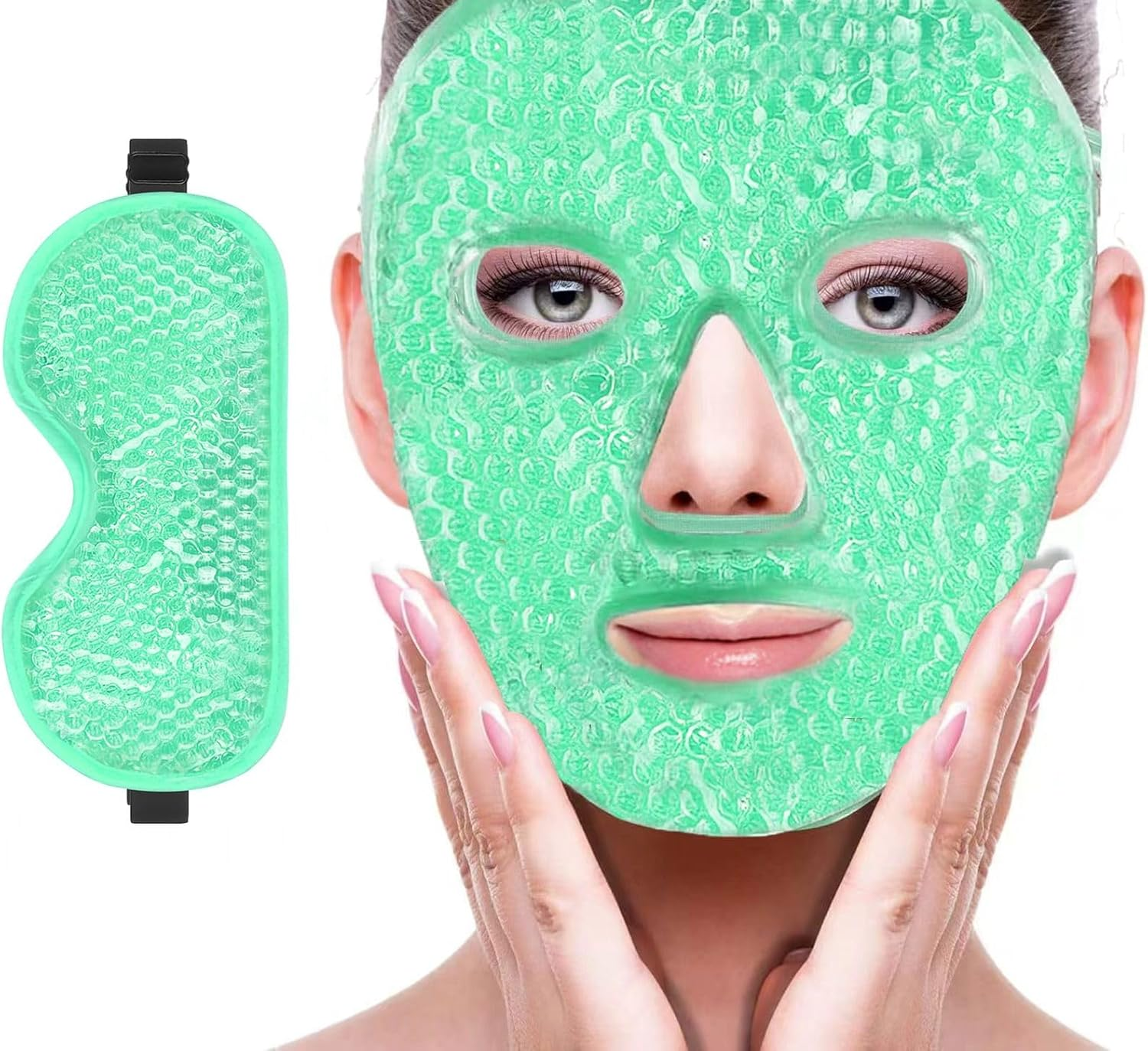 Lh-Blue Gel Eye Mask, 2 Pack Cooling Ice Sleeping Masks for Puffy Face Eyes for Men & Women, Cold & Warm Sleep Compress for Post Surgery, Puffiness, Allergies, Sinuses & Migraines- Blue