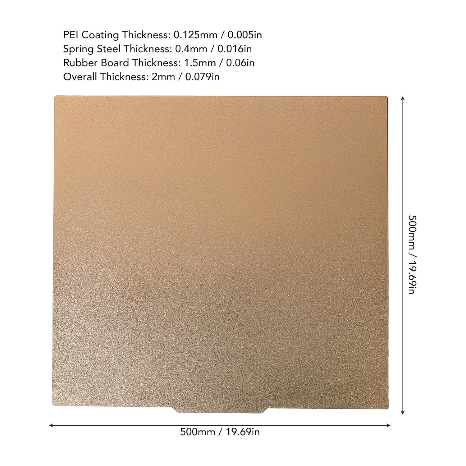 3D Printer Build Plate, 3D Printer Build Heated Bed 500X500Mm Dual Sided PEI Sheet Magnetic Build Plate, Flexible Print Bed Platform, 3D Printer Accessories image number 5