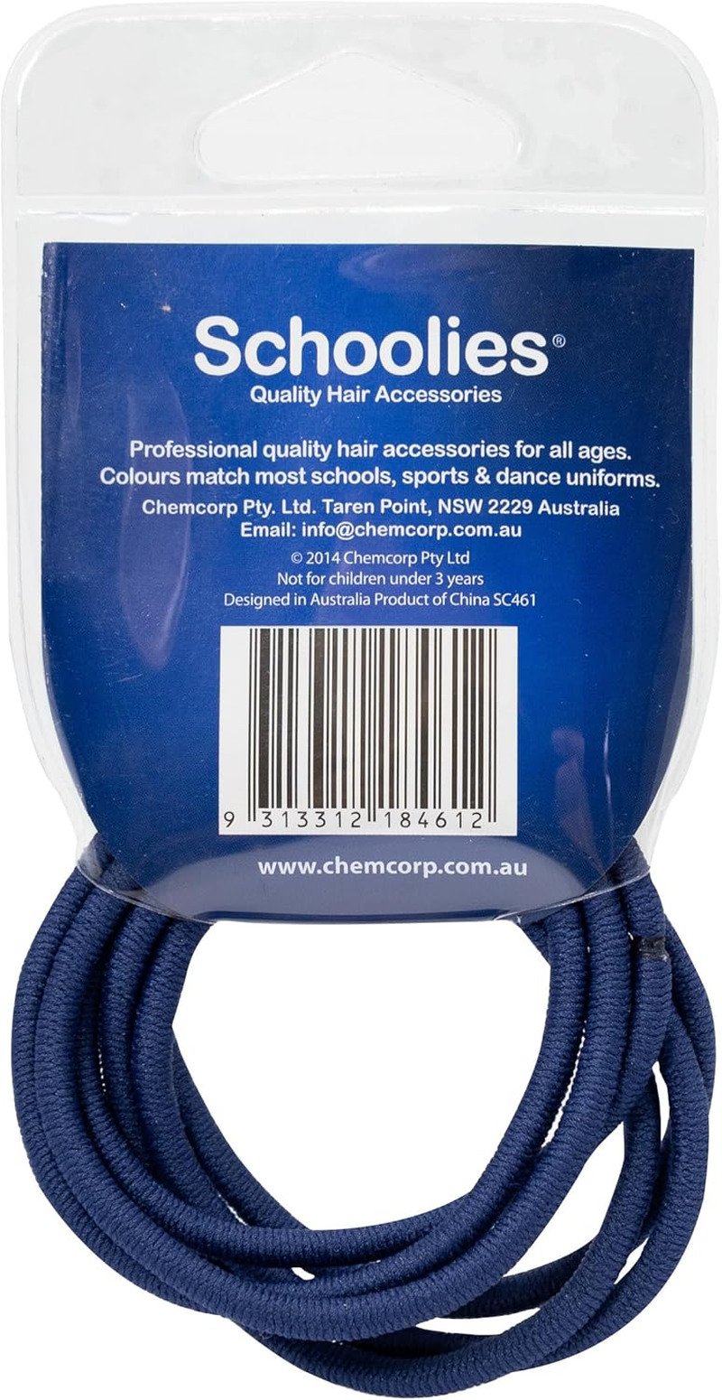 Schoolies Hair Accessories Metal Free Ponytail Holders 6 Pieces, Real Dark Blue (Pack of 2) image number 2
