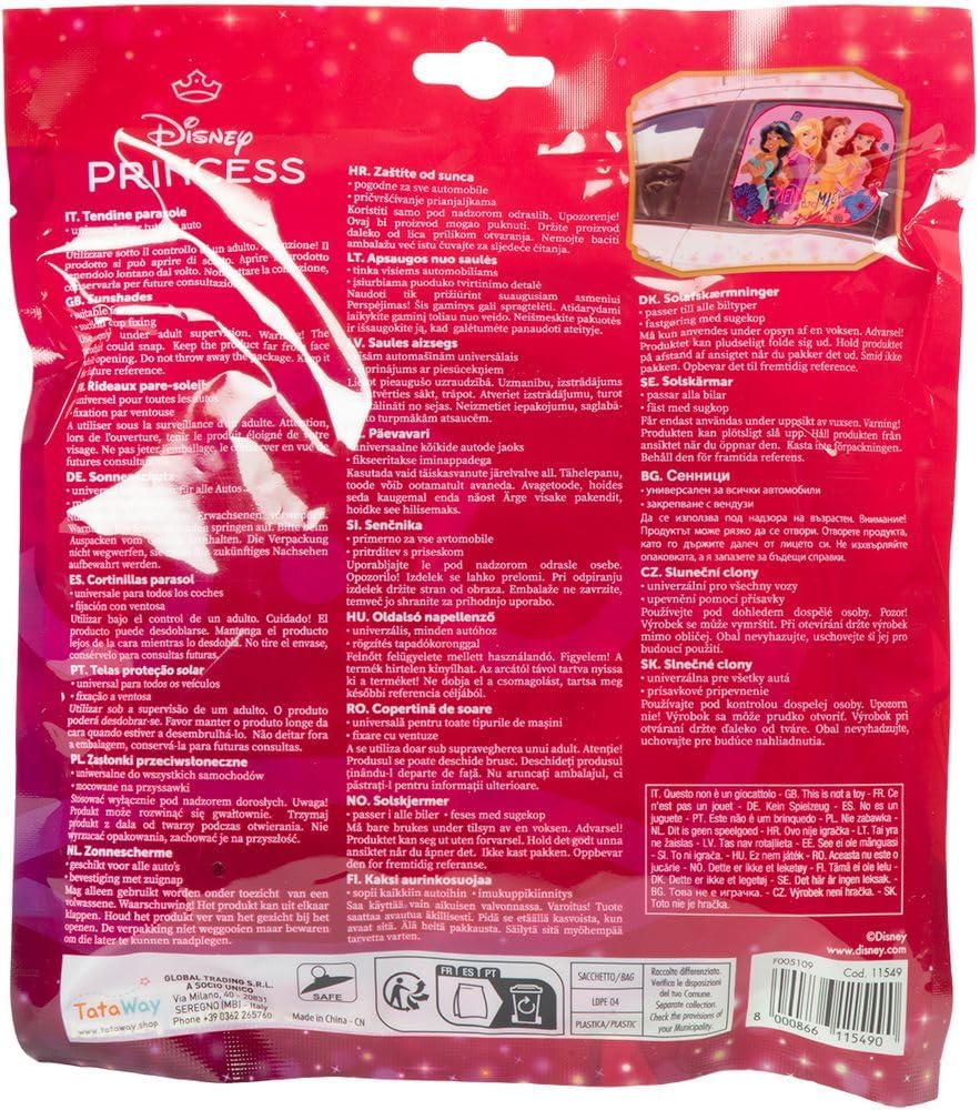 Disney Princess Girls 44 X 35Cm Side Awnings with Jasmine Rapunzel Belle Ariel Graphics on Pink Background image number 1