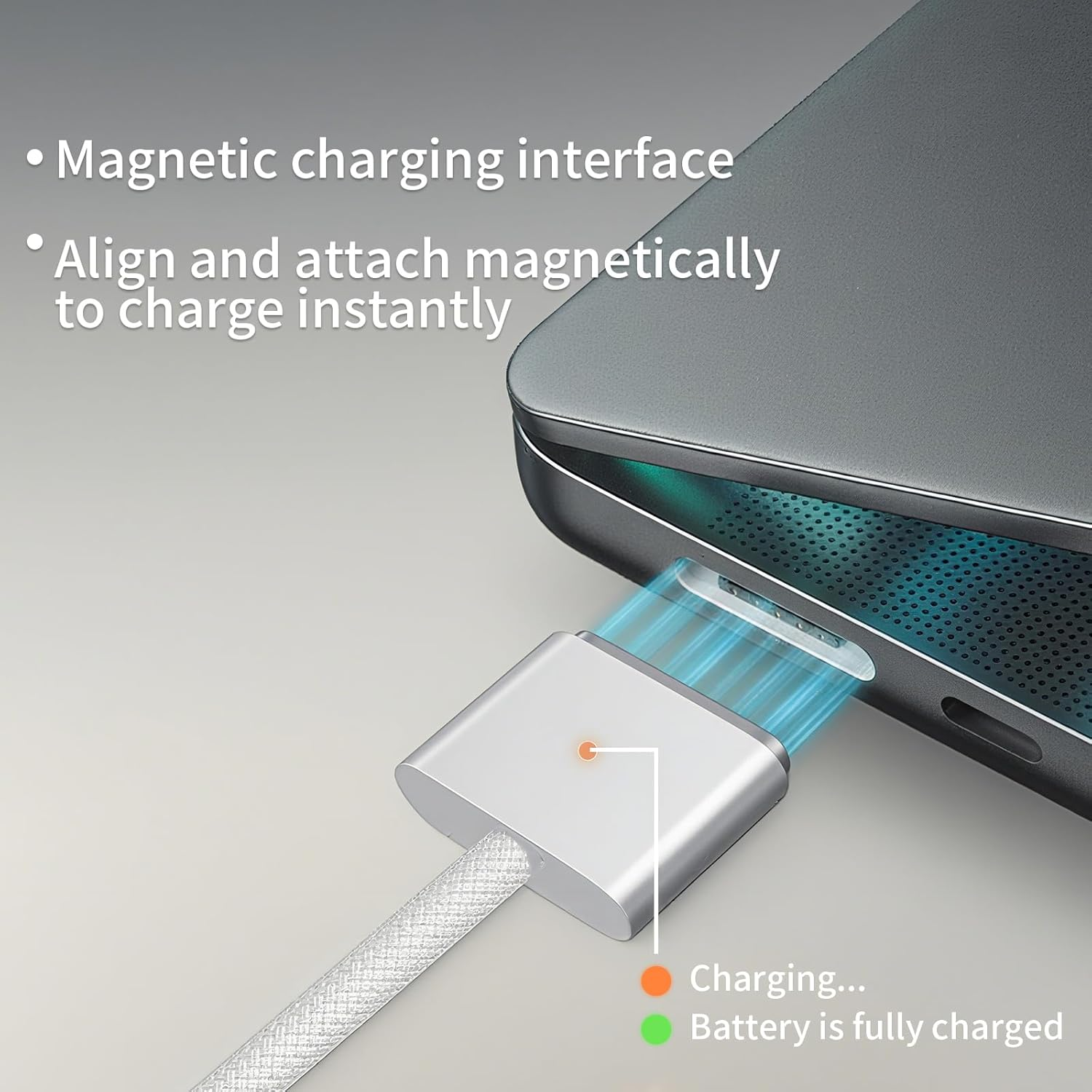 1 Pcs 140W 2M Magnetic USB-C Data Cable, USB Type-C Compatible with Magsafe 3 Interface, Suitable for Macbook Chargers, Macbook Air (13/15-Inch, M4 2025/2024/2022), (M2, 2023) image number 2