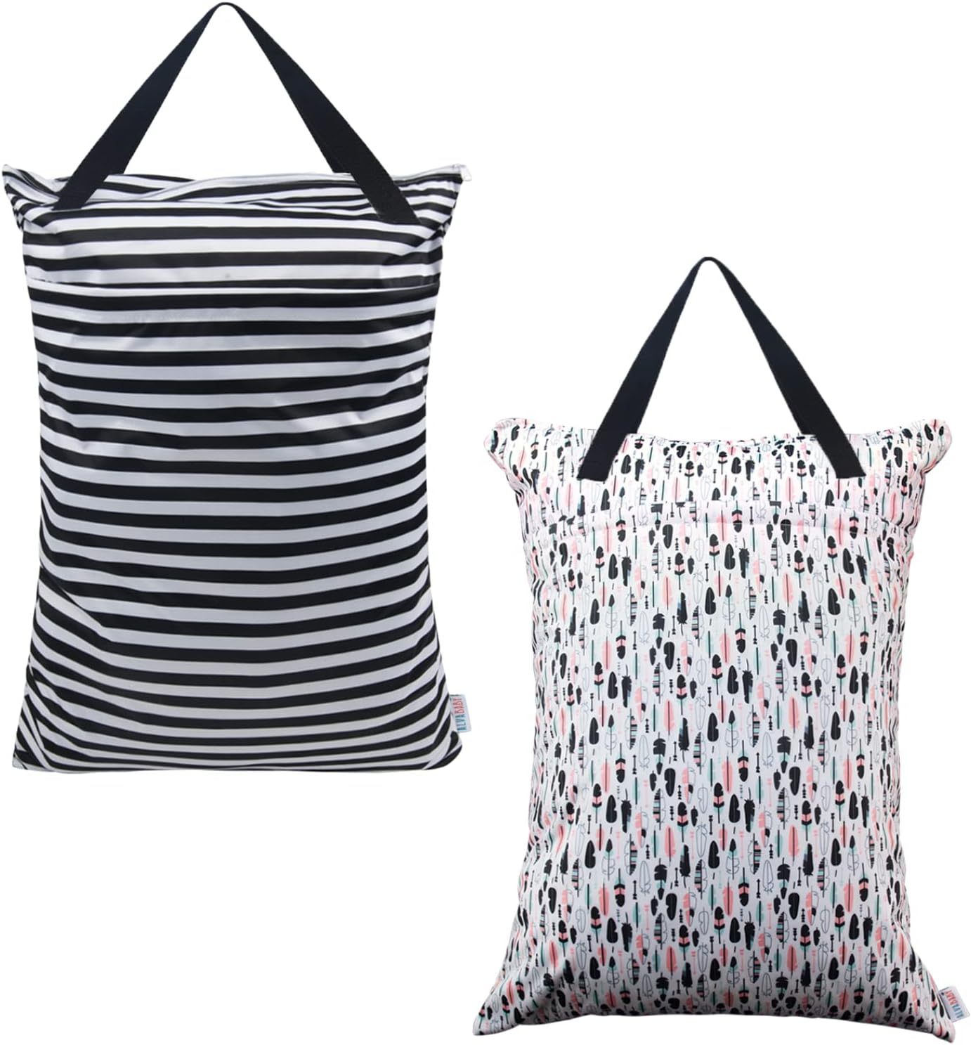 ALVABABY 2 Pack Large Wet Dry Bag Waterproof Hanging Cloth Diaper with Double Zippered Pockets 25X18 Inches HL-WB01H001-AU1 image number 3