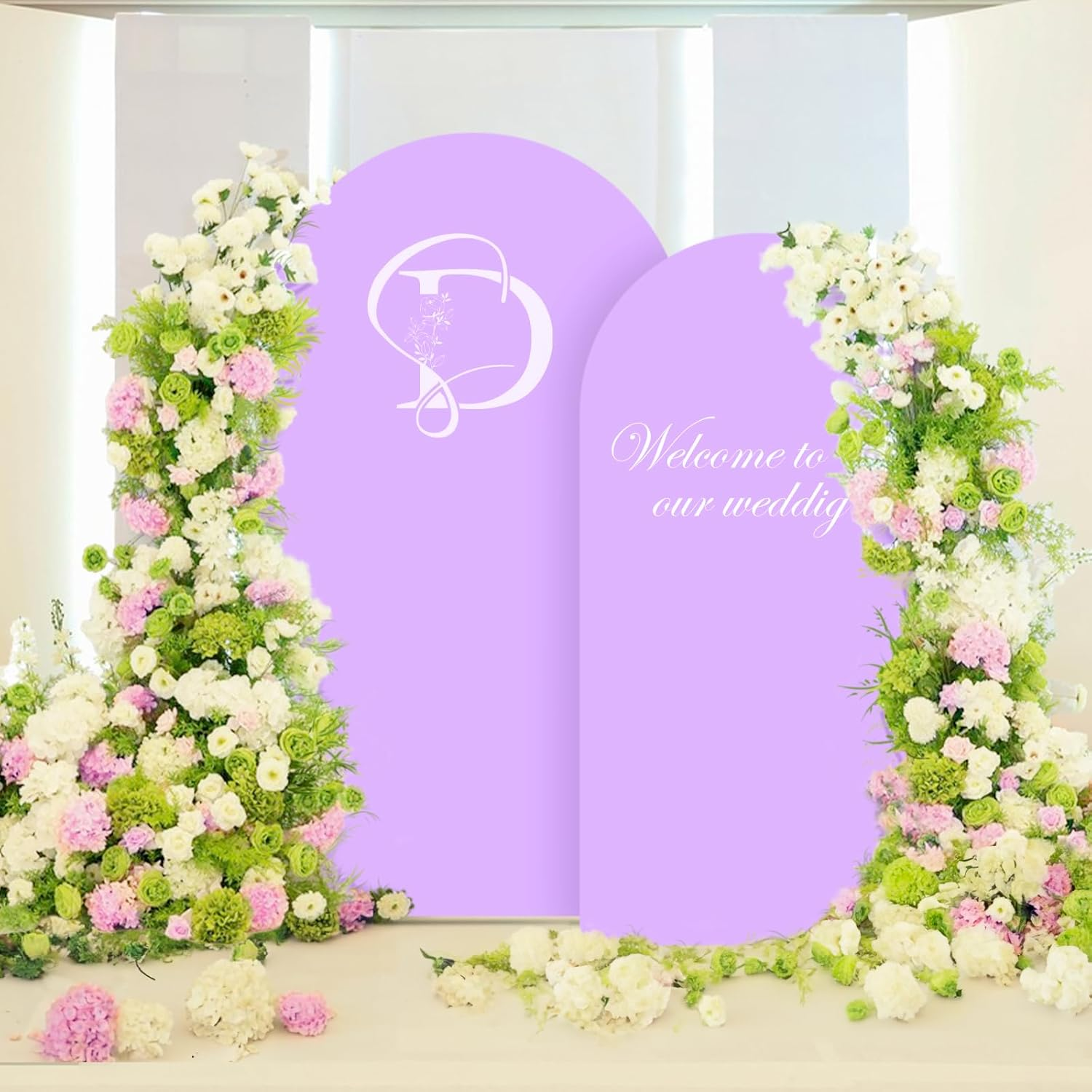 LEBENGURU Set of 2 Upgraded Wedding Arch, 6.6FT & 7.2FT Purple Spandex Fitted Arch Backdrop, round Top Chiara Stand Covers for Birthday Party, Baby Shower, Banquet & Balloon D&eacute;cor