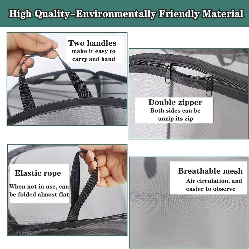 36" Mesh Plant Enclosure Pop-Up Plant Protection Tent,24" X 24" X 36" Pop up Garden Mesh Plant Cover, for Protect Plant Vegetable Fruit from Birds Insects(Black) image number 2