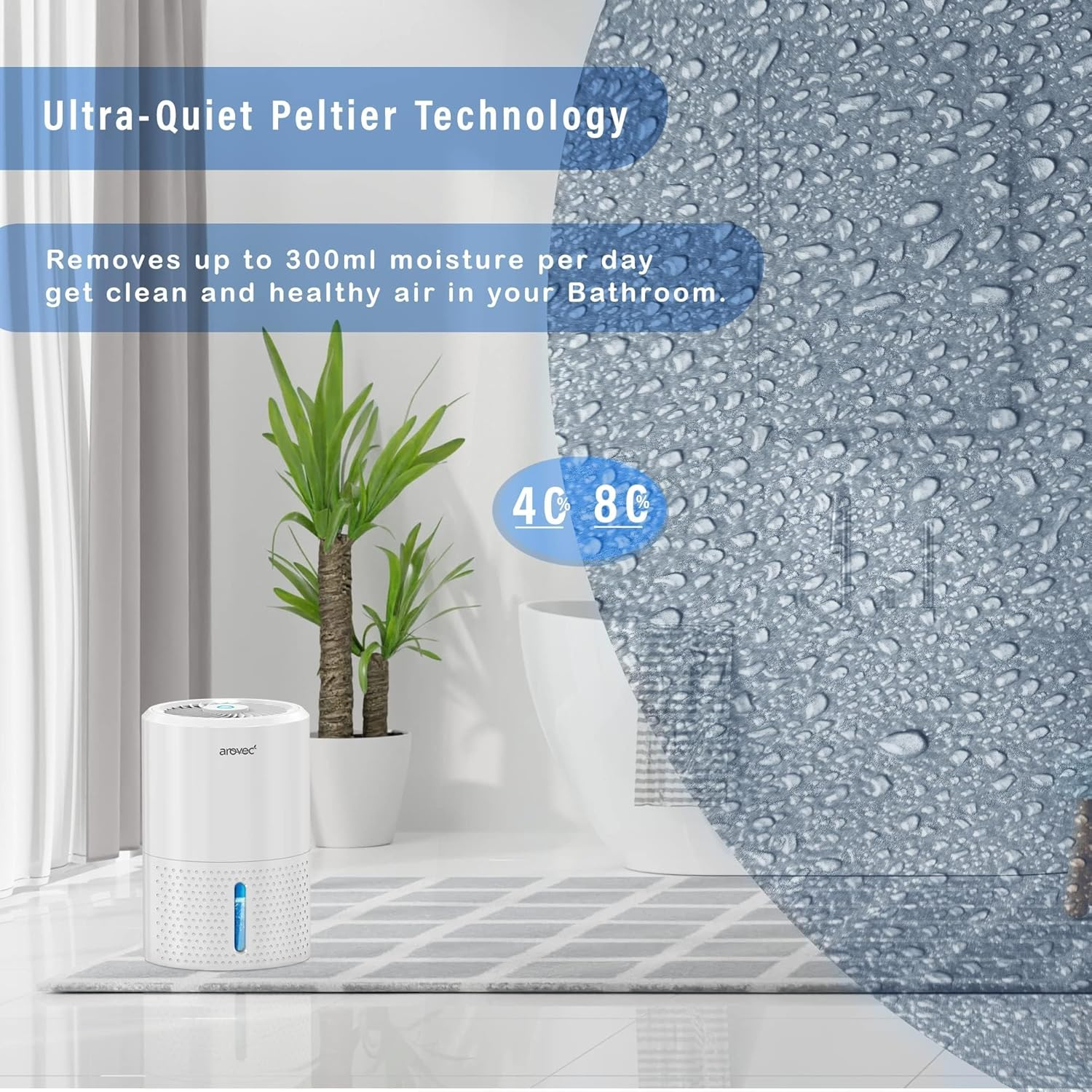 AROVEC Upgraded Dehumidifier 900Ml Water Tank Compact and Portable, Moisture Absorber for Home, Kitchen, Bedroom, Bathroom image number 6