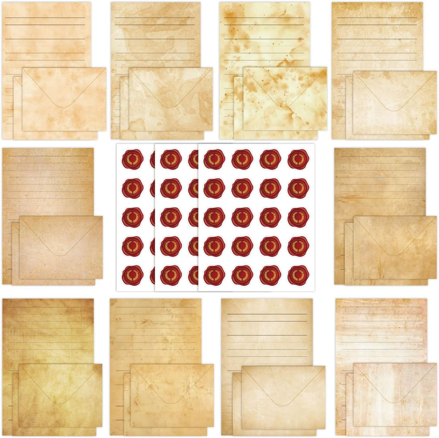 EWEIS Vintage Stationery Writing Set, 50 Pcs Letter Writing Paper with Matching Envelopes, Elegant Writing Letter Set for Enhance Friendship,Writing Paper Stationary for Pen Pals