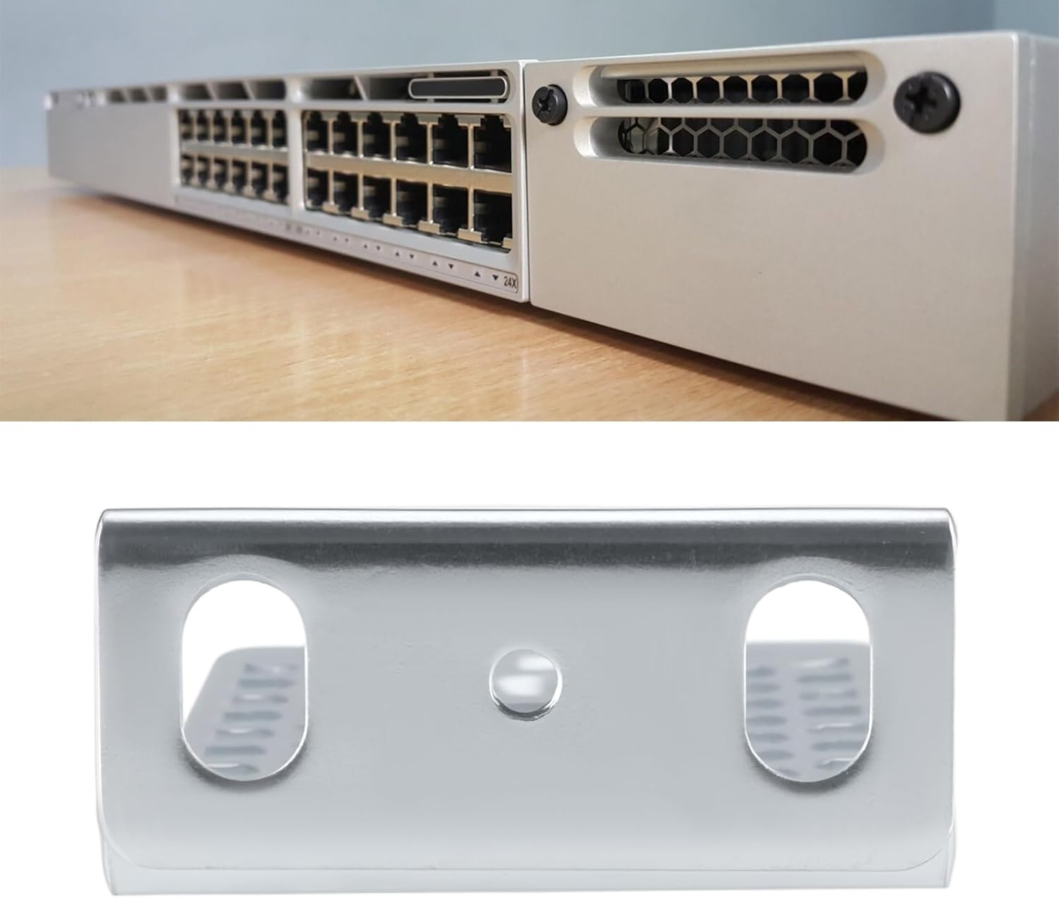 2Pcs Rack Ears with Screws Compatible with Cisco 3850 3560 3550 2960X 2960Xr 9300 19Inch Rack Mounting Holes image number 1