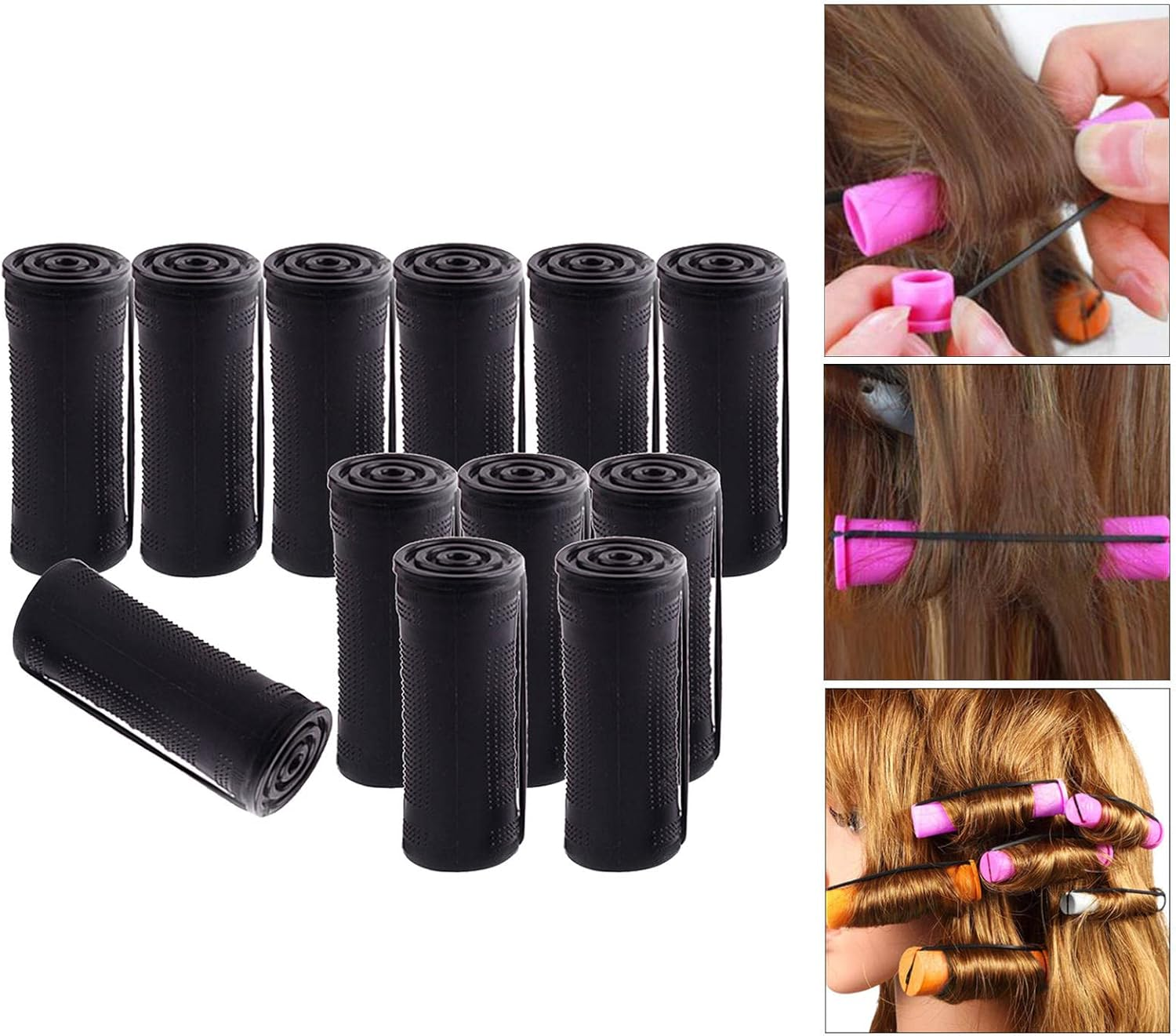 Baosity Cold Wave Perm Rods Curling Hair Long Short Hair Non-Slip Elastic Small Medium Large Size Perming Curlers Kit, with Rubber Band, Women Girls - 12Pcs 3.0M image number 6