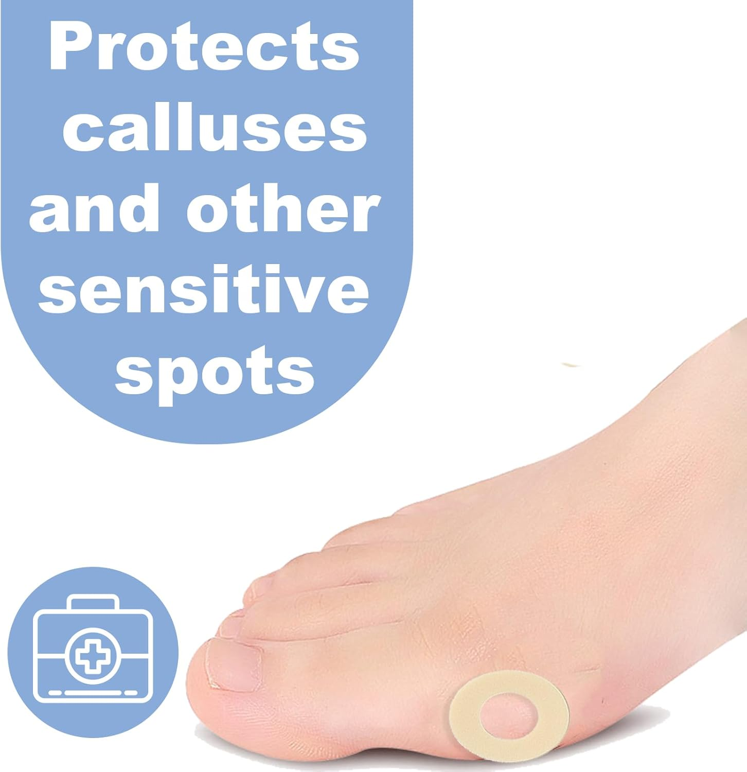 75 Count Callus Cushions Oval Foam Padding with Water-Resistant Self-Stick Adhesive, Protects Foot, Heel and Toes from Rubbing and Friction, Pain Relief from Shoe Pressure (L) image number 1