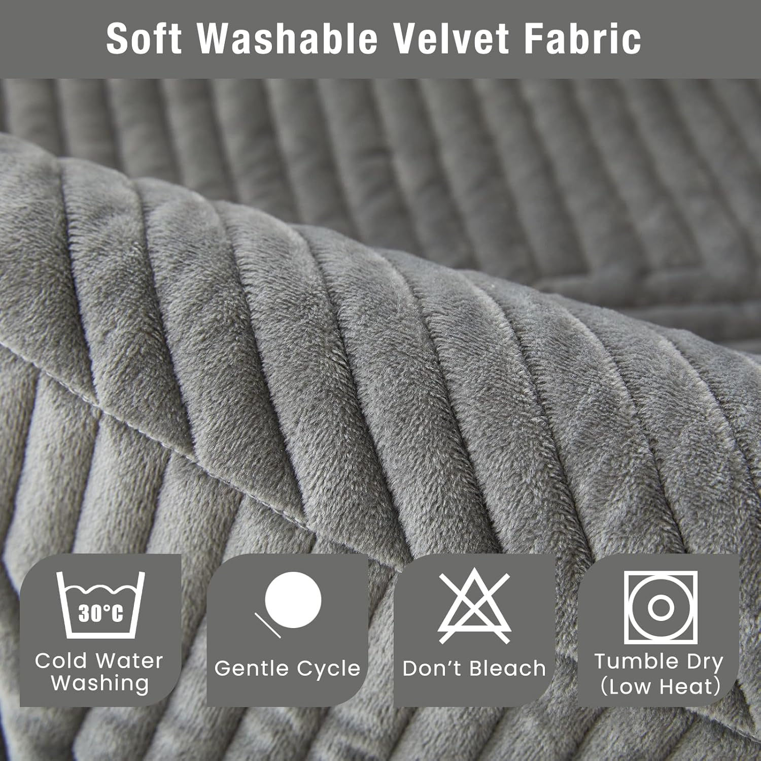 TEWENE, Armrest Cover Sectional Couch Cover Velvet Sofa Cover Anti-Slip L Shaped Couch Cover Sectional Sofa Cover for Dogs Couch Cover 2 Cushion Couch Cover for Sofa 3 Seats, 2 Pcs 28''X28'' Size image number 3