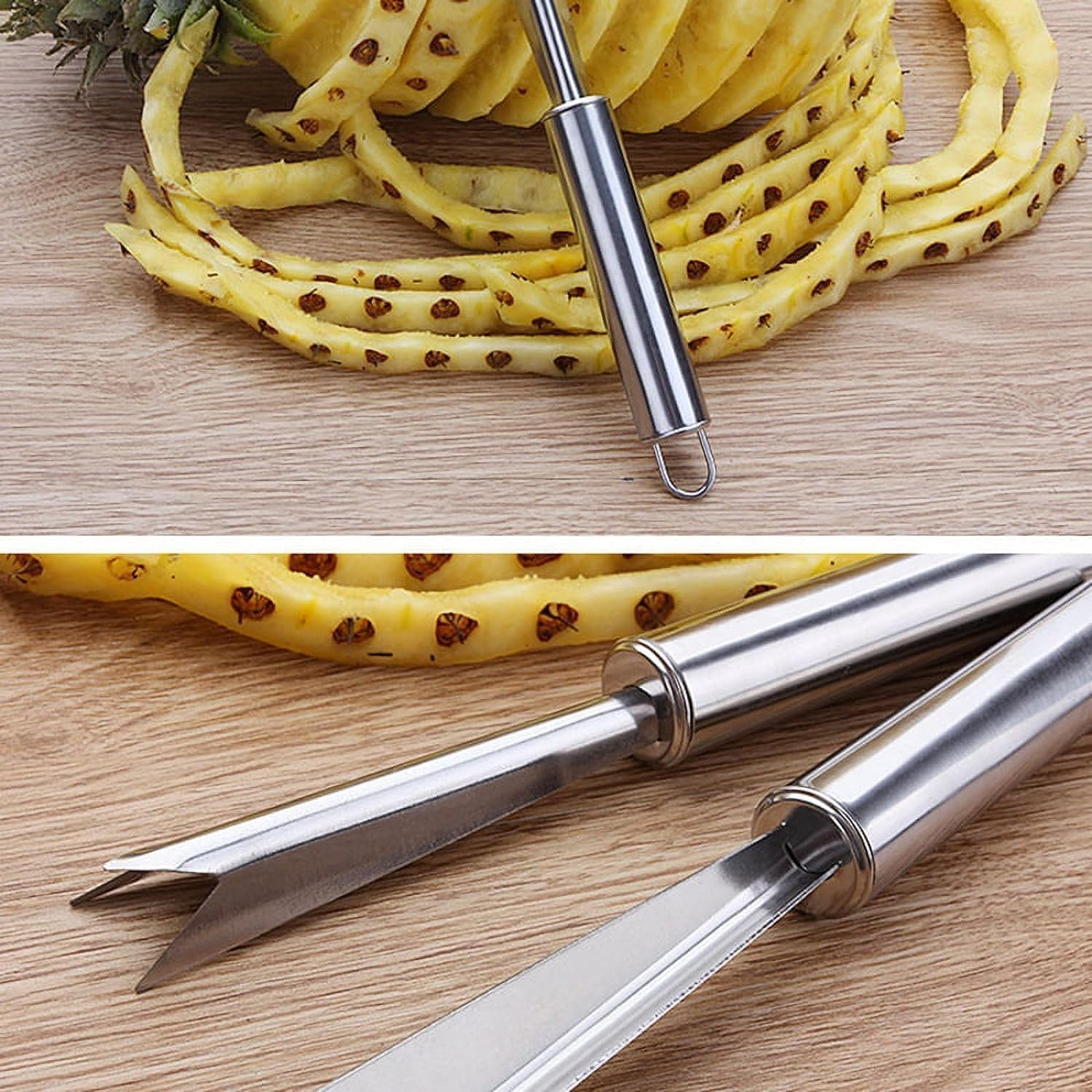 Jjlfresheners Silver Pineapple Eye Peeler Remover Tool, Multipurpose Pineapple Eye Clip,Pineapple Eye Cutter V Shape Stainless Steel Pineapple Eye Peeler Remover for Home Kitchen Peelers image number 1