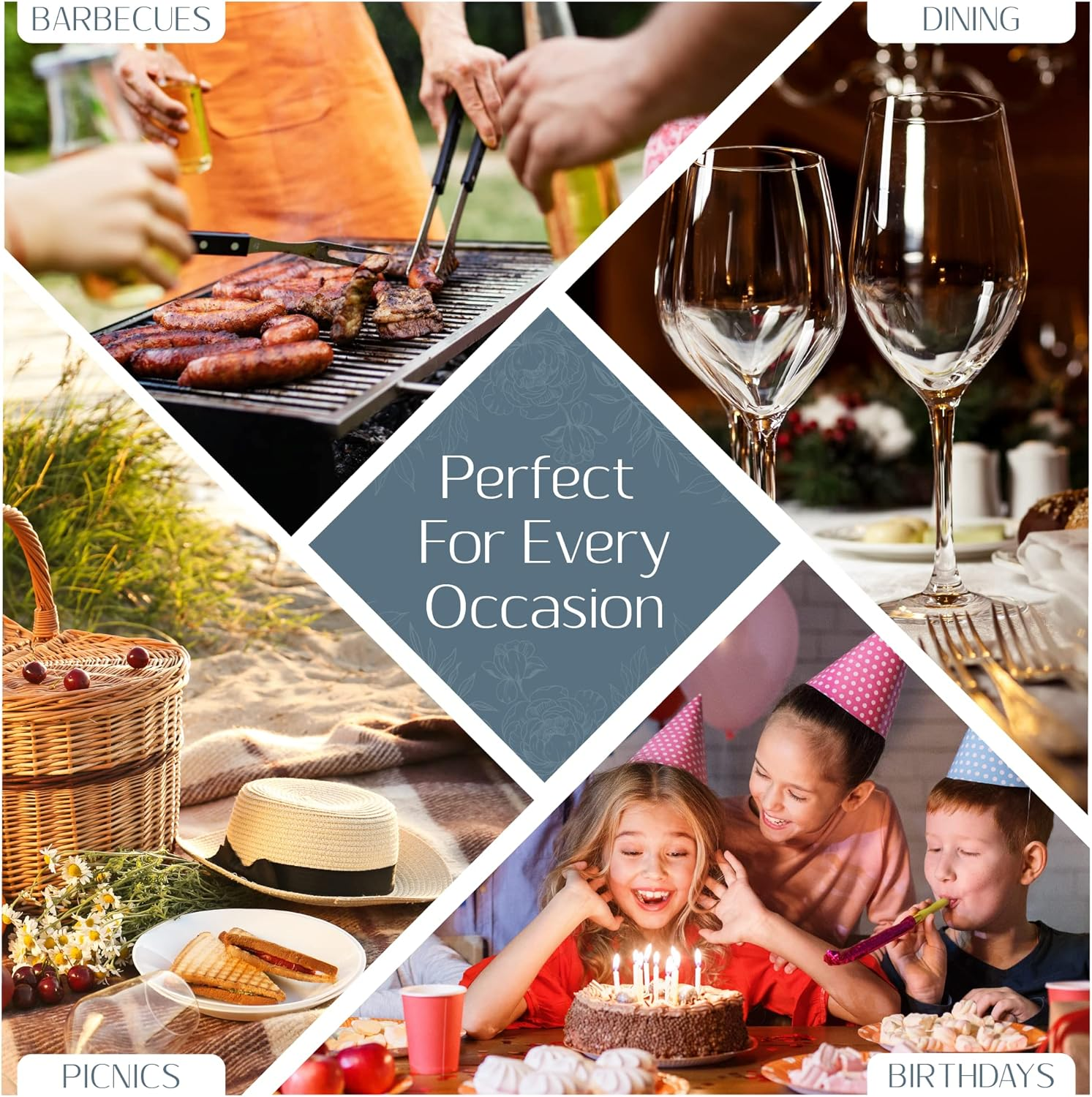 Elrene Home Fashions Camile Floral Damask-Scroll Water- and Stain-Resistant Vinyl Tablecloth with Flannel Backing, 52 Inches X 70 Inches, Rectangle, Gray/White