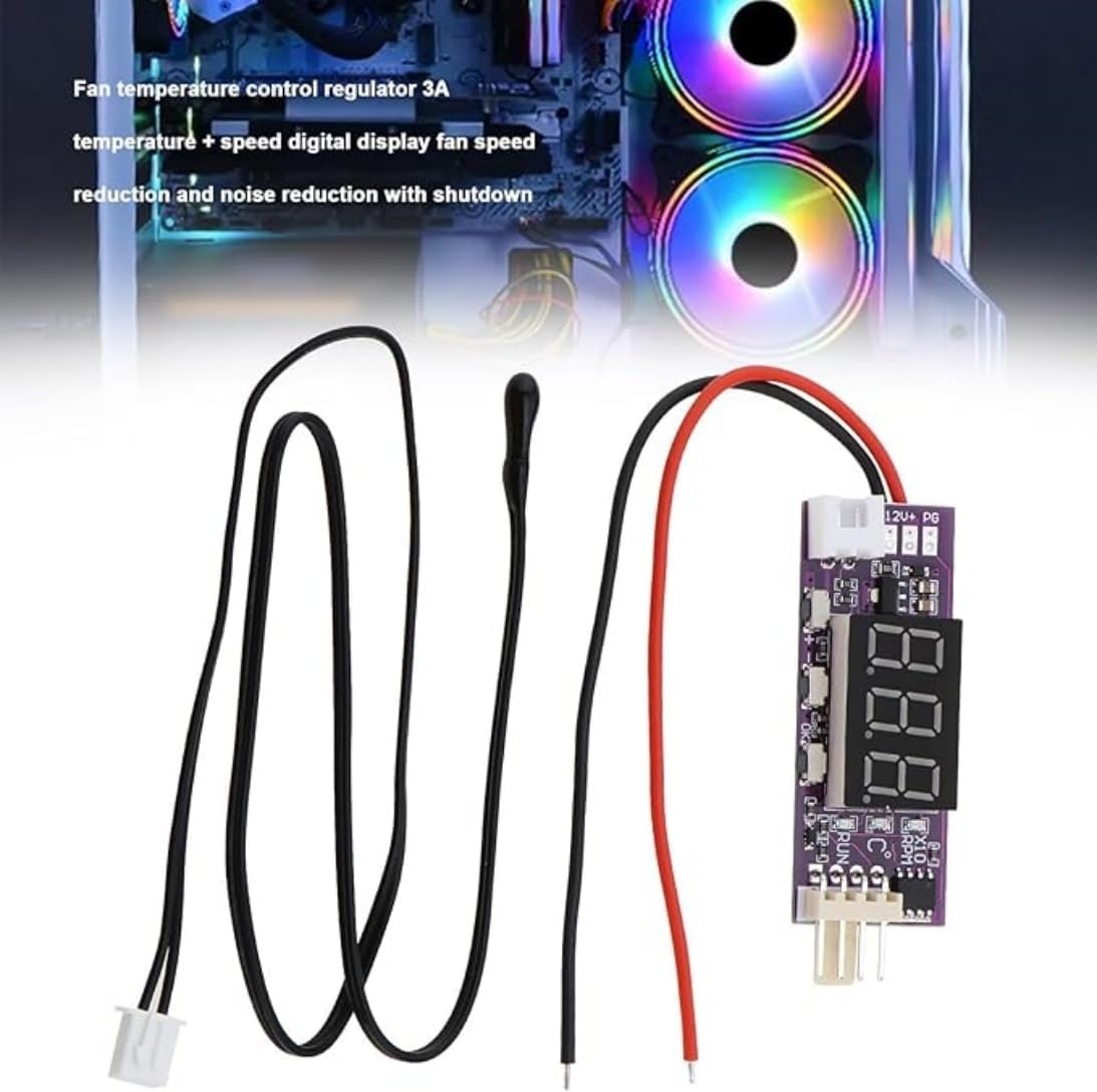 Fan Speed Control Module,Dc 12V 3A 4-Pin Fan Temperature Controller Automatic Temperature Controller NTC Sensor ，For Adjust Fan Speed Fan Speed Control image number 4