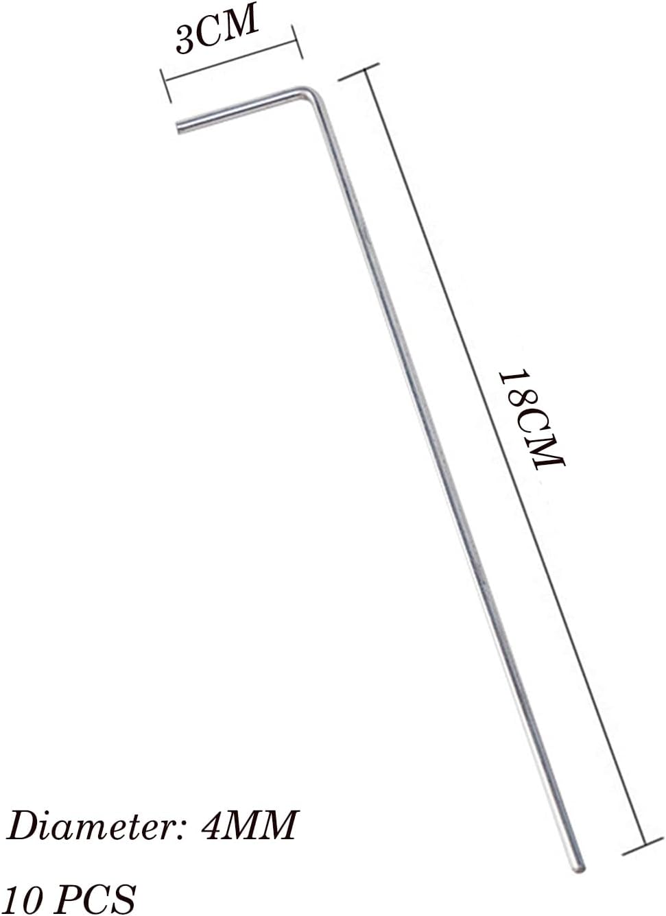 10 PCS Heavy Duty Metal Tent Pegs, Galvanized Steel Camping Hooks Ground Stakes for Tarpaulin, Football Nets, Marquees, Hiking, Travel, Outdoor, Canopy, Windproof & Durable Tent Stakes (4X180Mm)