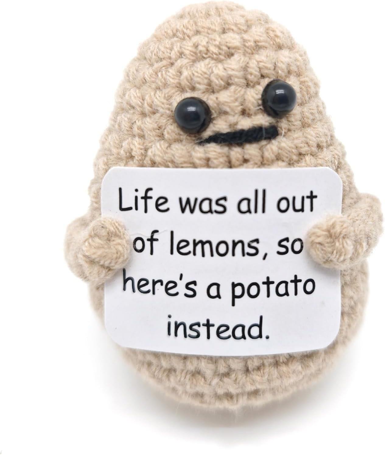 Mini Funny Positive Potato Crochet Doll - 3 Inch Cute Knitted Emotional Support Gift,Crochet Doll for Cheer Up, Birthday, Best Friend, Women & Mom (Potato)