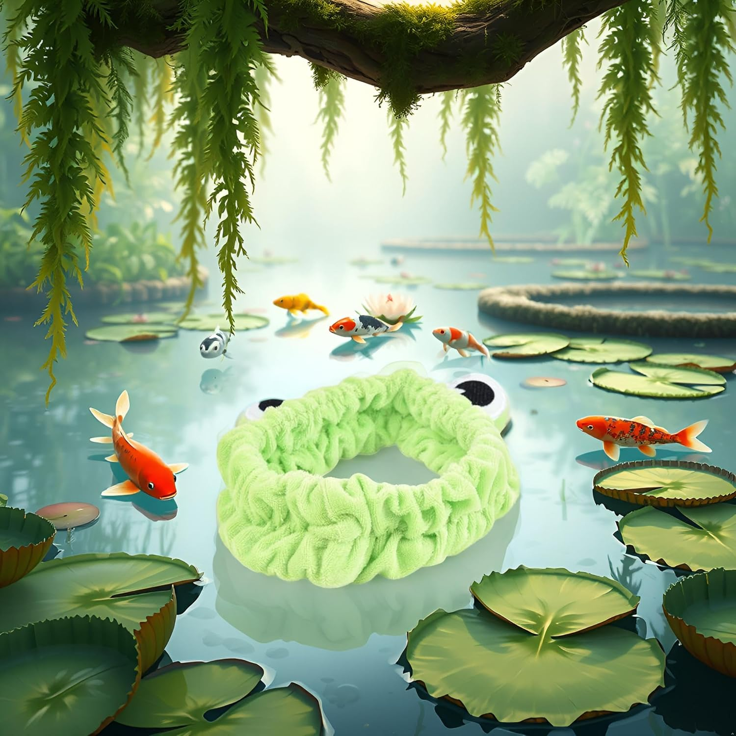 Green Funny Frog Makeup Headband Wide Brim Elastic Hair Bands Cute Girls Hair Bands Women Hair Accessories Fashion Hair Band Durable Design Hair Styling Accessories image number 2