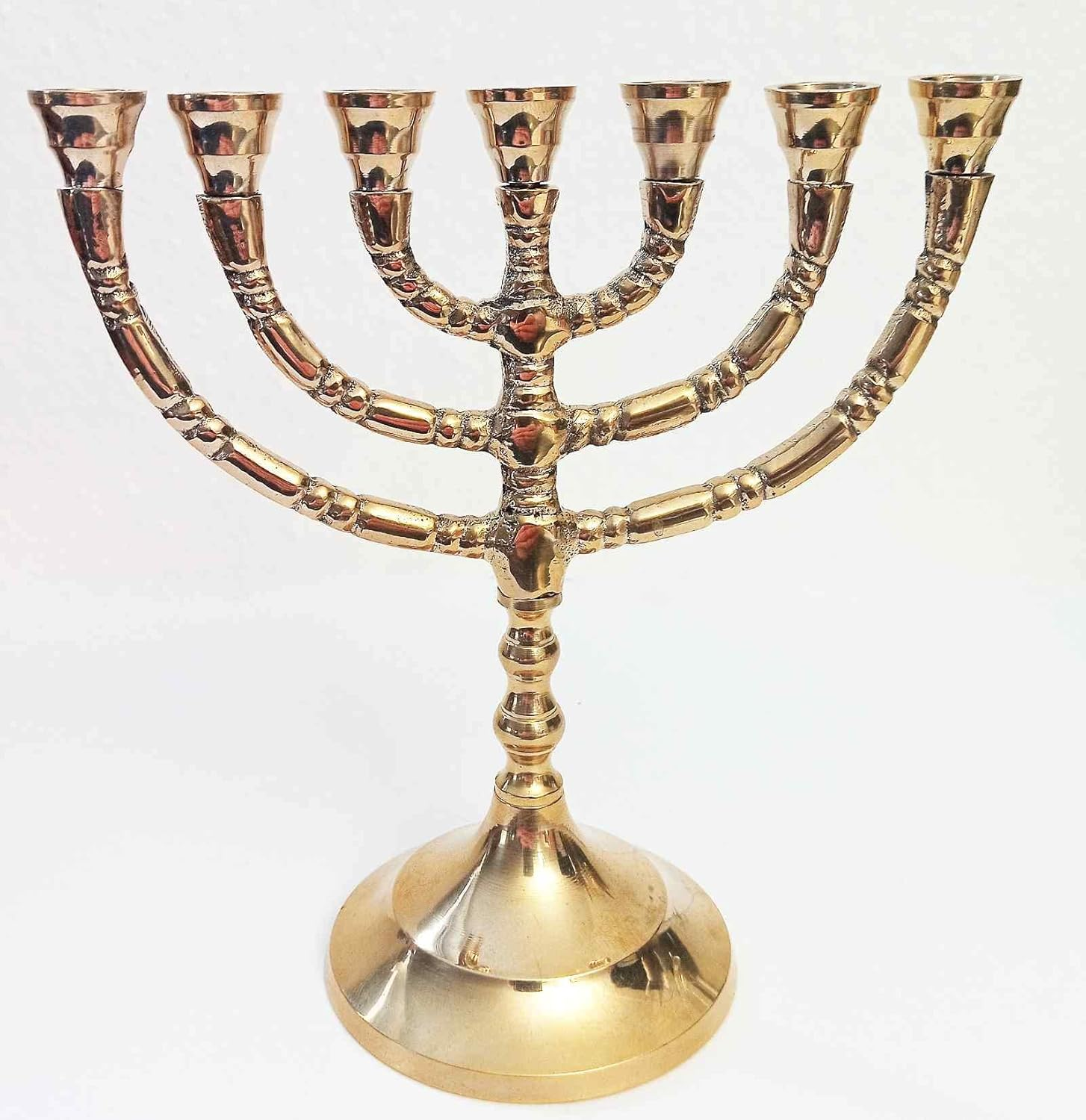 Enhance Your Hanukkah Celebration with a Traditional and Durable Solid Brass 7-Arm Menorah, 6 Inch Height image number 2
