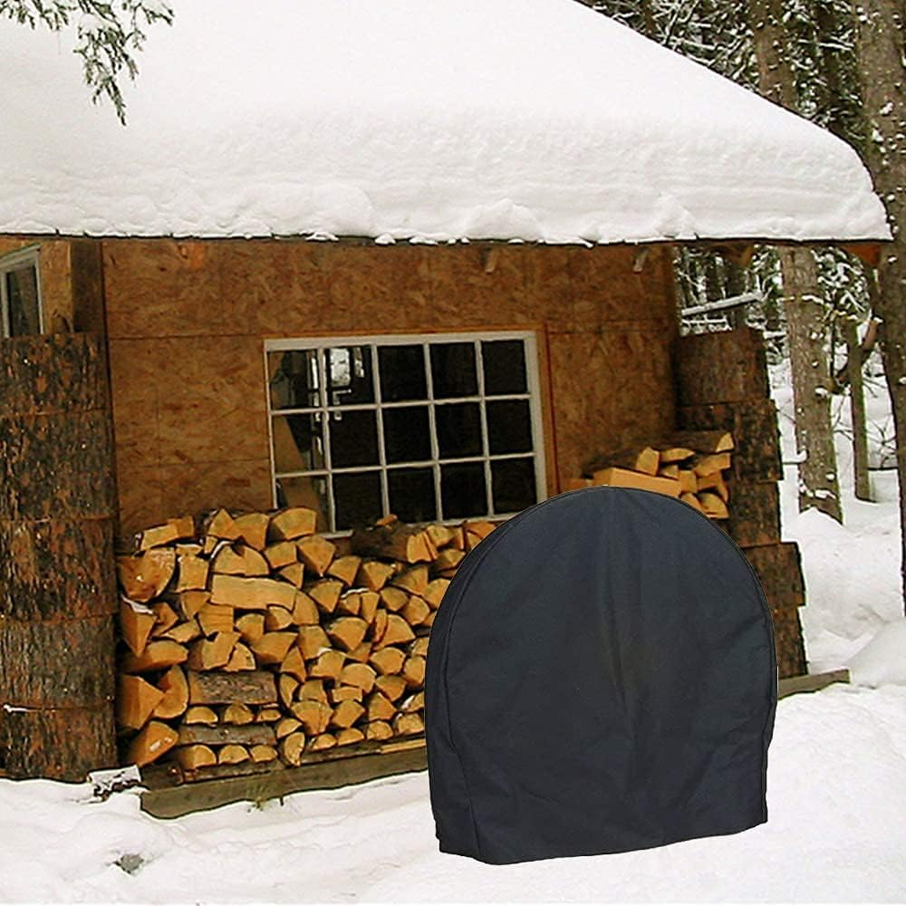 Firewood Log Hoop Rack Cover,Outdoor Waterproof and Weather Resistant Patio round Ring Loop Wood Storage Holder Cover,Heavy Duty 420D Oxford Fire Windproof Dry Wood Pile Holder Cover (40 In) image number 2