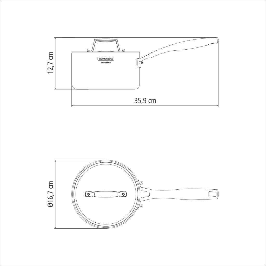Tramontina Grano Stainless Steel Sauce Pan with Tri-Ply Body, 16 Cm Diameter image number 2