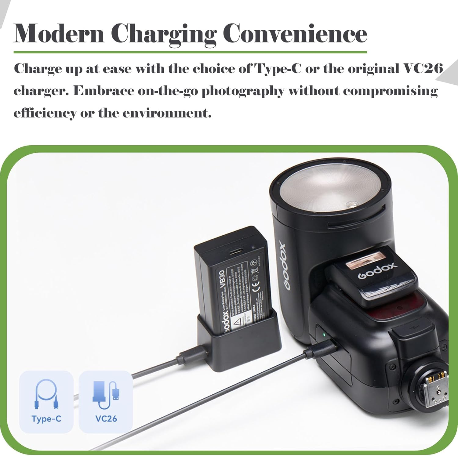 Godox VB30 Battery, GODOX V100 Battery Replacement for V1 V1Pro V100 Ad100Pro V860III V850III MF-R76 Flash,7.2V 2980Mah High Capacity,- , image number 5