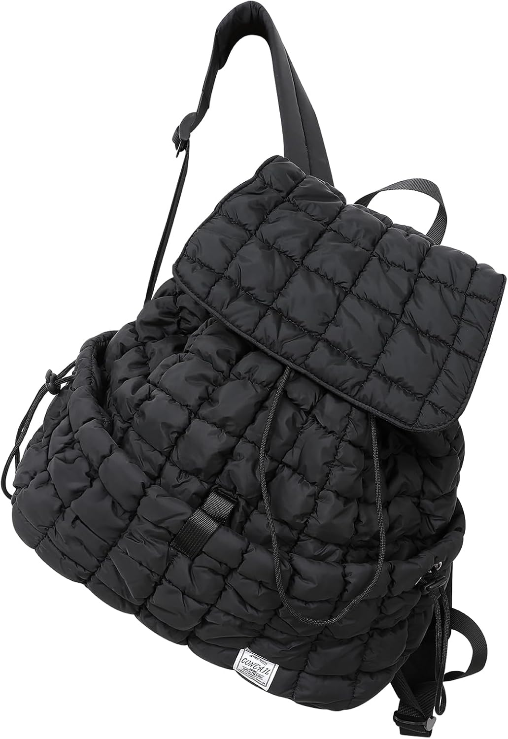 CONTAIL 18L 14 Inch Quilted Puffer Backpack,Top Flap Drawstring Backpack