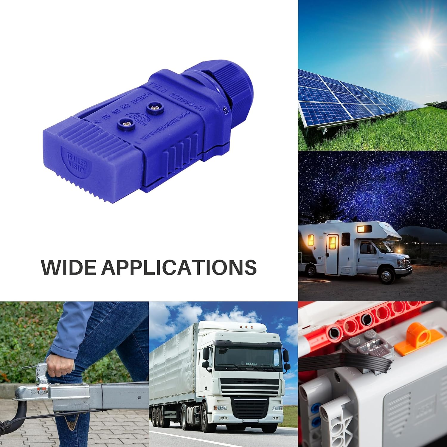 Trailer Vision 50 Amp Anderson Connector Cover Assembly with Rubber Dust Cap & LED - Protective Sleeve for SB50 Anderson Plugs Quick Connect System for Caravans Trailers Trucks Ute 4WD - 50A Blue image number 3