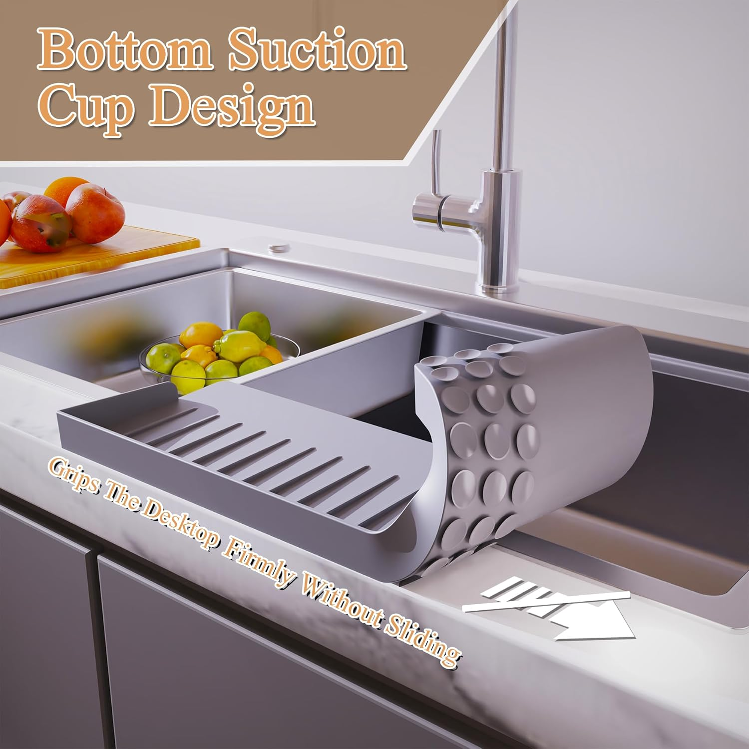 Silicone Sink Edge Protector, Sink Protectors for Kitchen Sink Splash Guard Stainless Steel, Granite, Quartz Countertop Protector for Kitchen and Bathtub Sink (Gray) image number 5