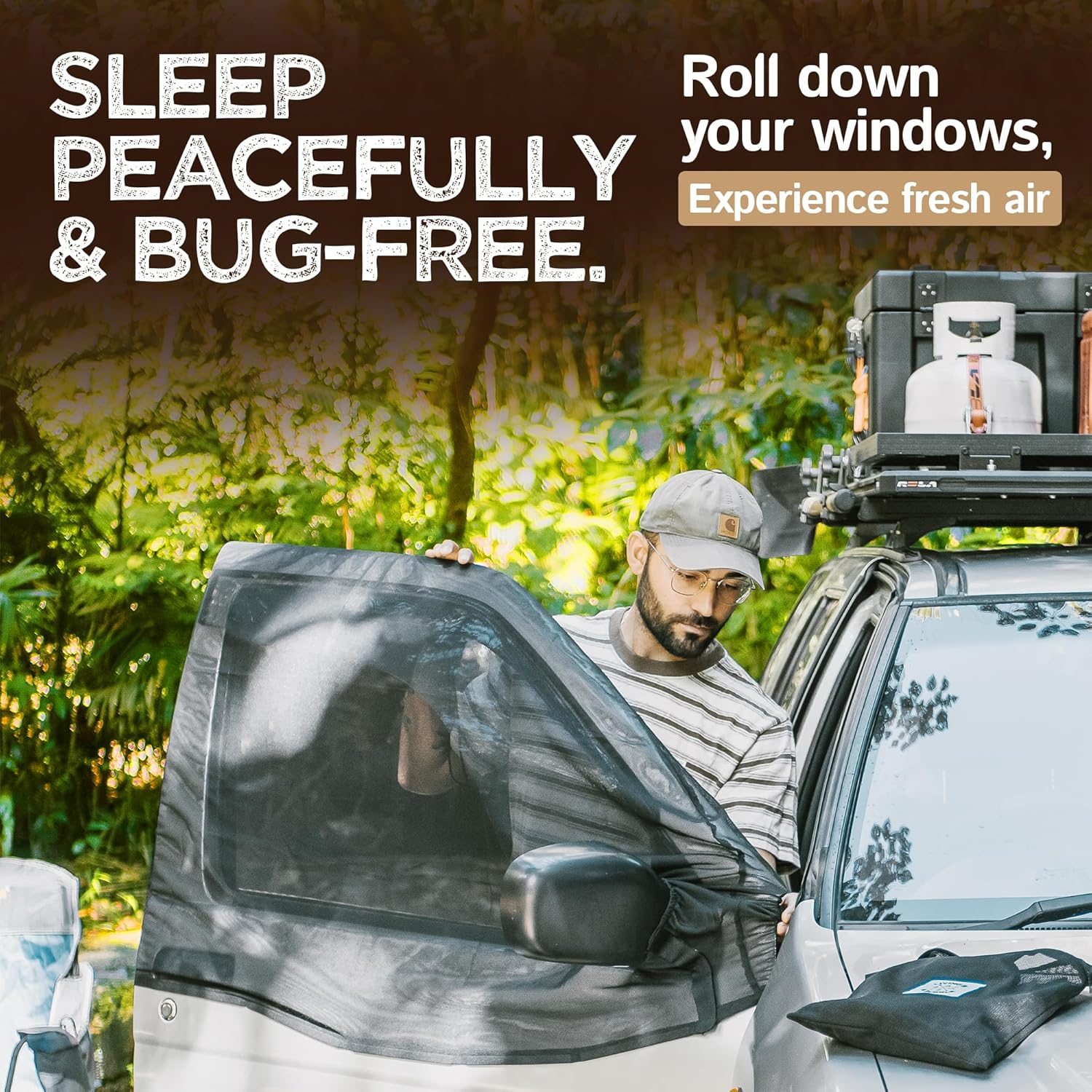 Living in a Bubble Van Bug Screen for Front Windows, Universal Size for Mercedes Sprinter, Vito, Hiace, Iload, Crafter, Master & Other Vans and Cars - Car Living Essentials & Van Life Accessories image number 4