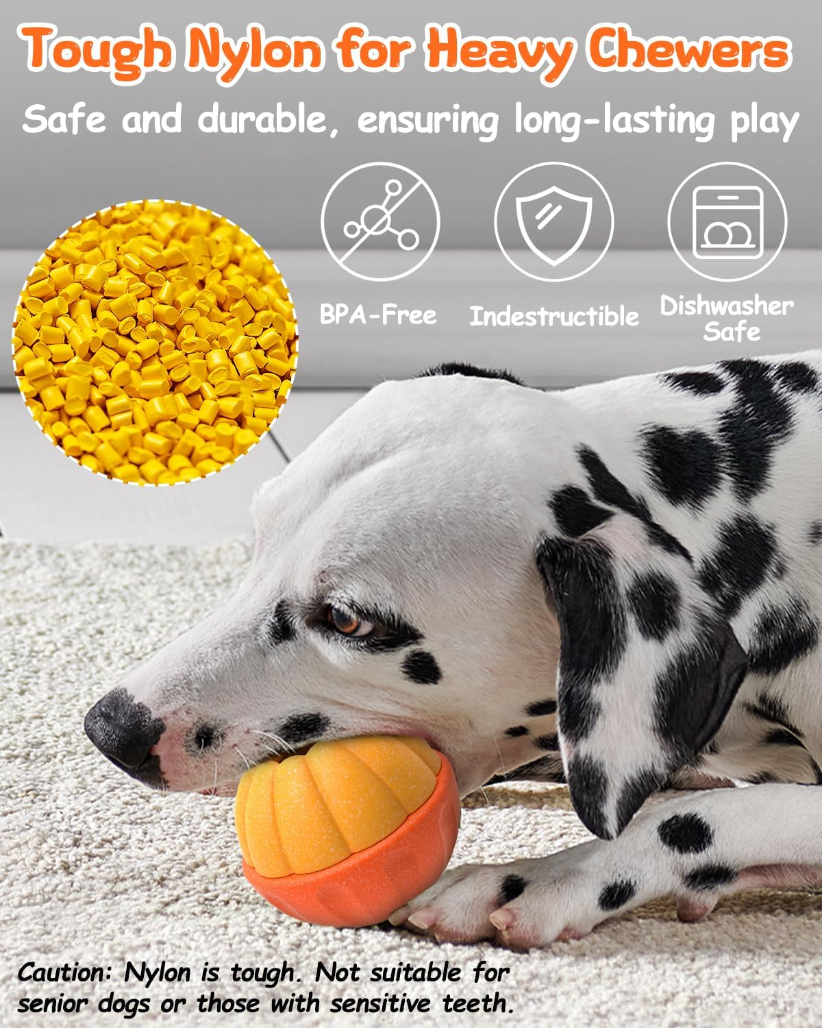 Krauzpet Treat Dispensing Dog Toys for Aggressive Chewers, Interactive Frozen Enrichment Puzzle Ball to Keep Dogs Busy, Indestructible Nylon Chew Toy for Medium Large Breed