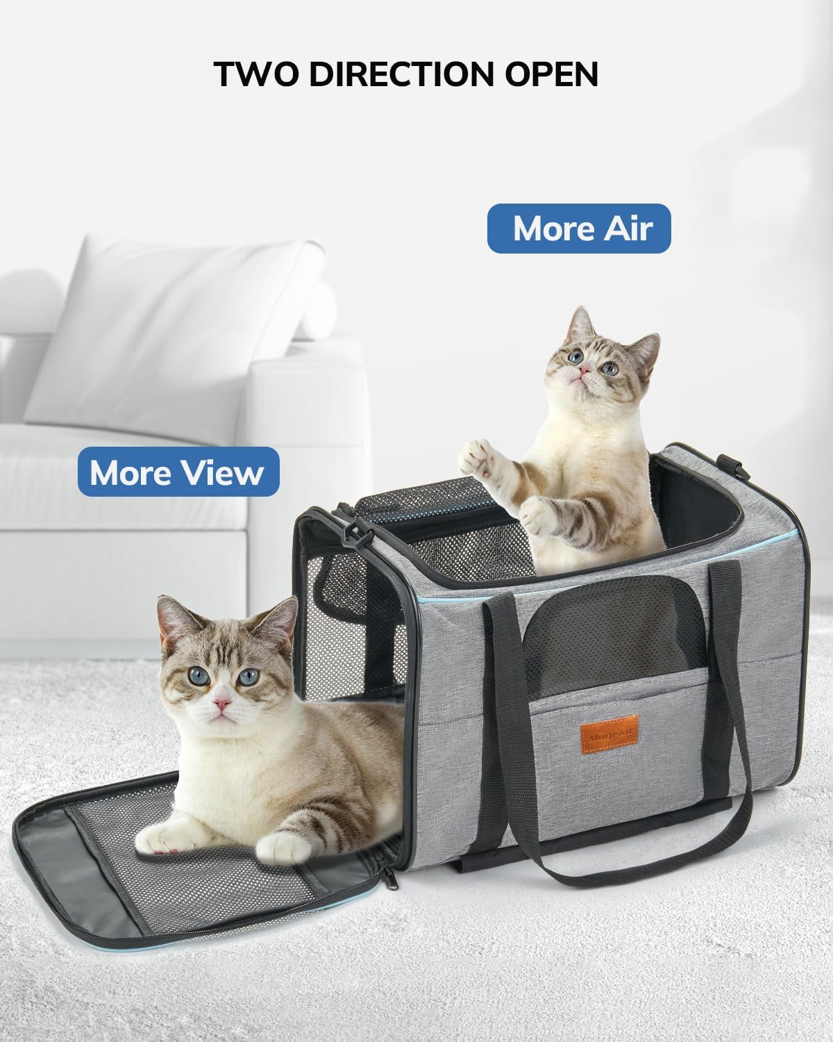 Morpilot Cat Transport Box with Trolley, Foldable Cat Transport Box, Dog Carrier with Wheels for Small Dogs and Cats image number 4