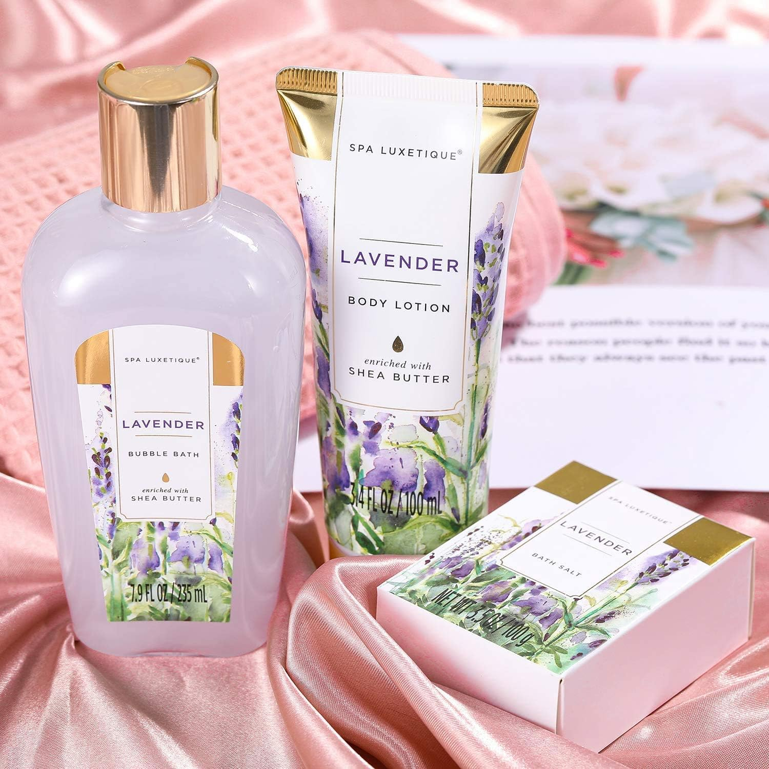 SPA LUXETIQUE Bath Gift Set, 8-Piece Spa Set, Birthday Gift, Lavender Scent, Wellness Set for Women, Care Set with Decorative Bathtub, Gifts for Women, New Year Gifts, image number 6