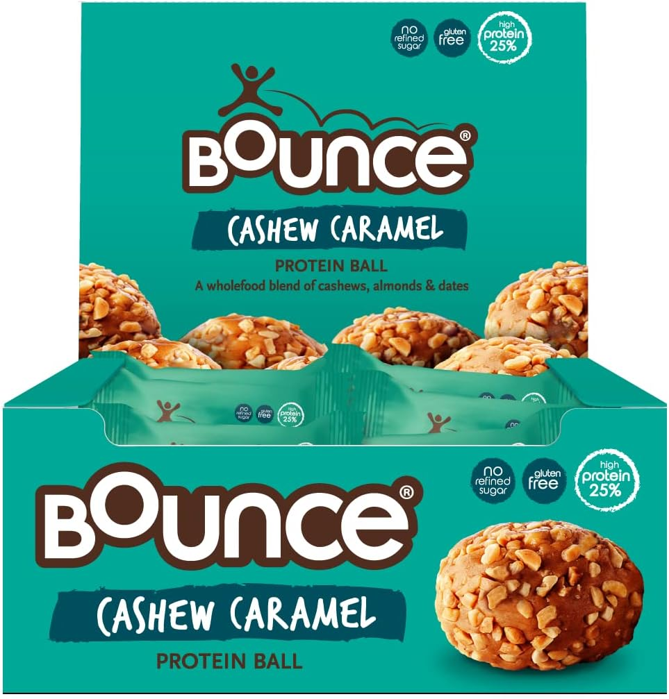 Bounce Cashew Caramel Protein Ball- Box of 12. High Protein Gluten Free Low Sugar Low Carb Healthy Snacks Better than Any Protein Bar! Snack Healthy with Our Protein Bars, Balls, Snacks & Powders image number 1