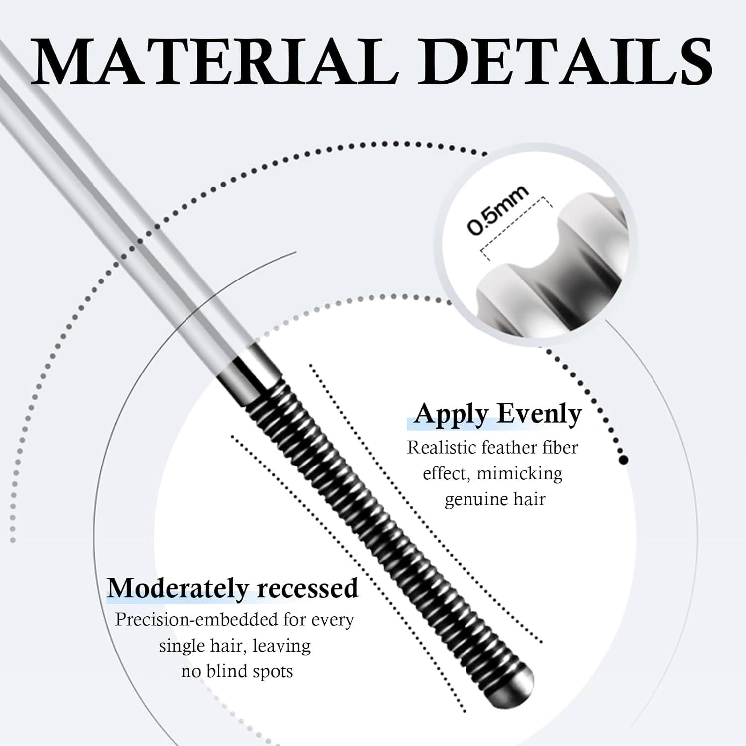 Noerrors Metal Iron Mascara Wand Black 3D Curls Volume Mascara for Natural and Defined Eyelashes, Extra Slim Non-Lumpy Washable Bristle Brush Dye Eyelashes image number 3