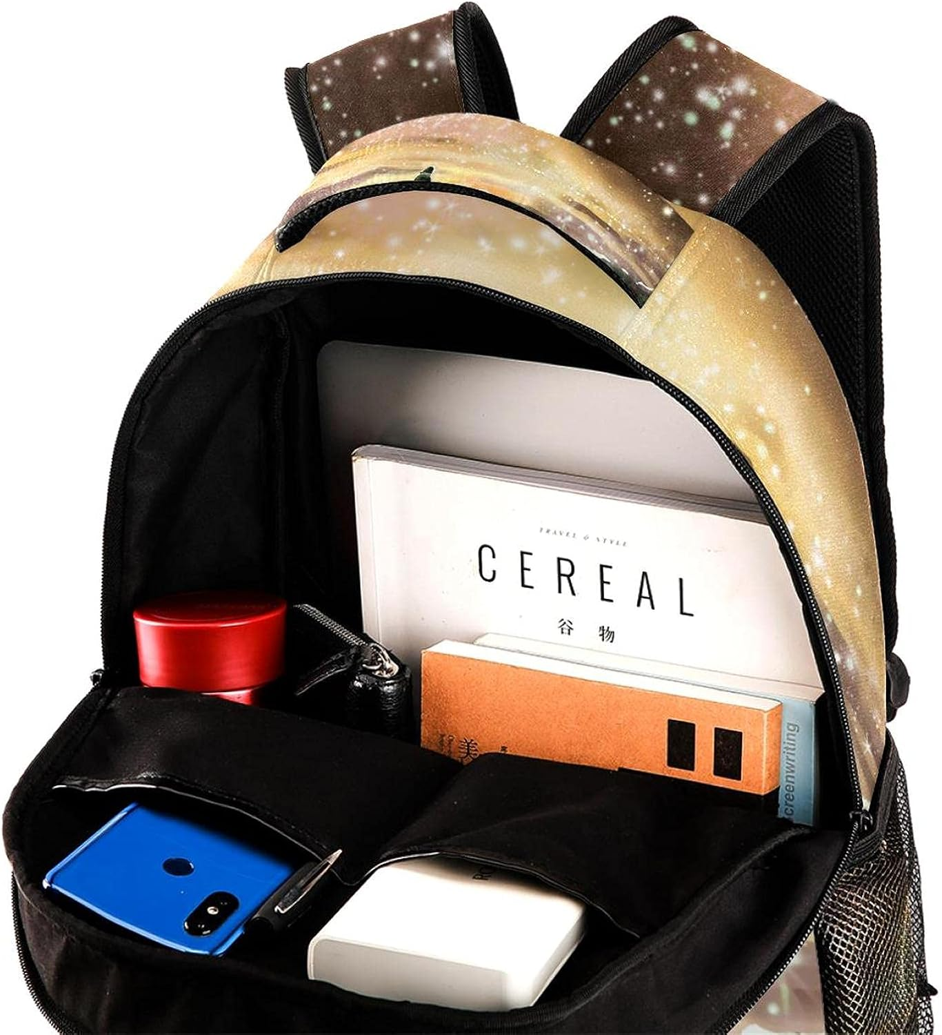 Illustration with Milky Way, Stars Backpack Students Shoulder Bags Travel Bag College School Tote Backpacks image number 3