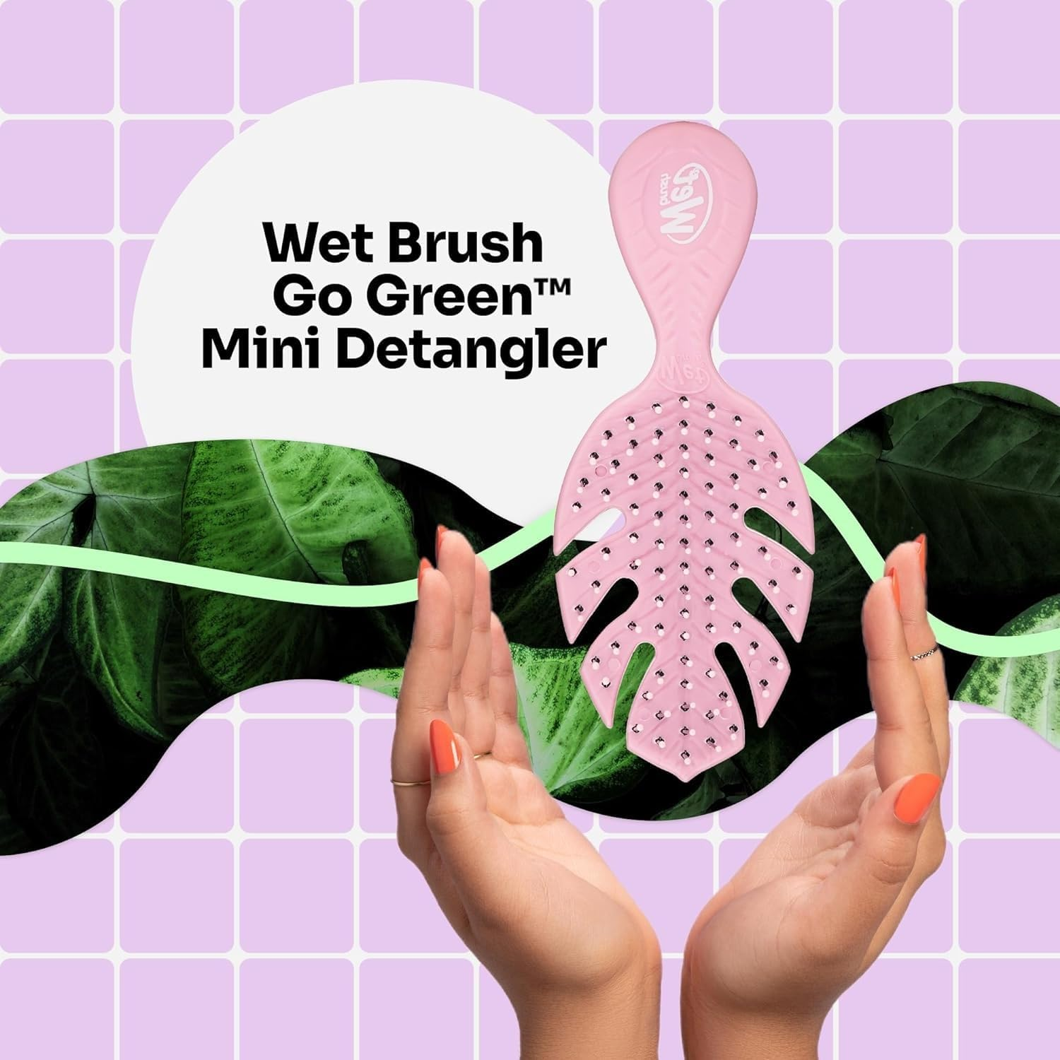 Wet Brush Go Green Mini Detangler - Detangling Travel Hair Brush - Ultra-Soft Intelliflex Bristles Glide through Tangles with Ease - Gently Loosens Knots While Minimizing Pain, Split Ends Ad Breakage image number 3