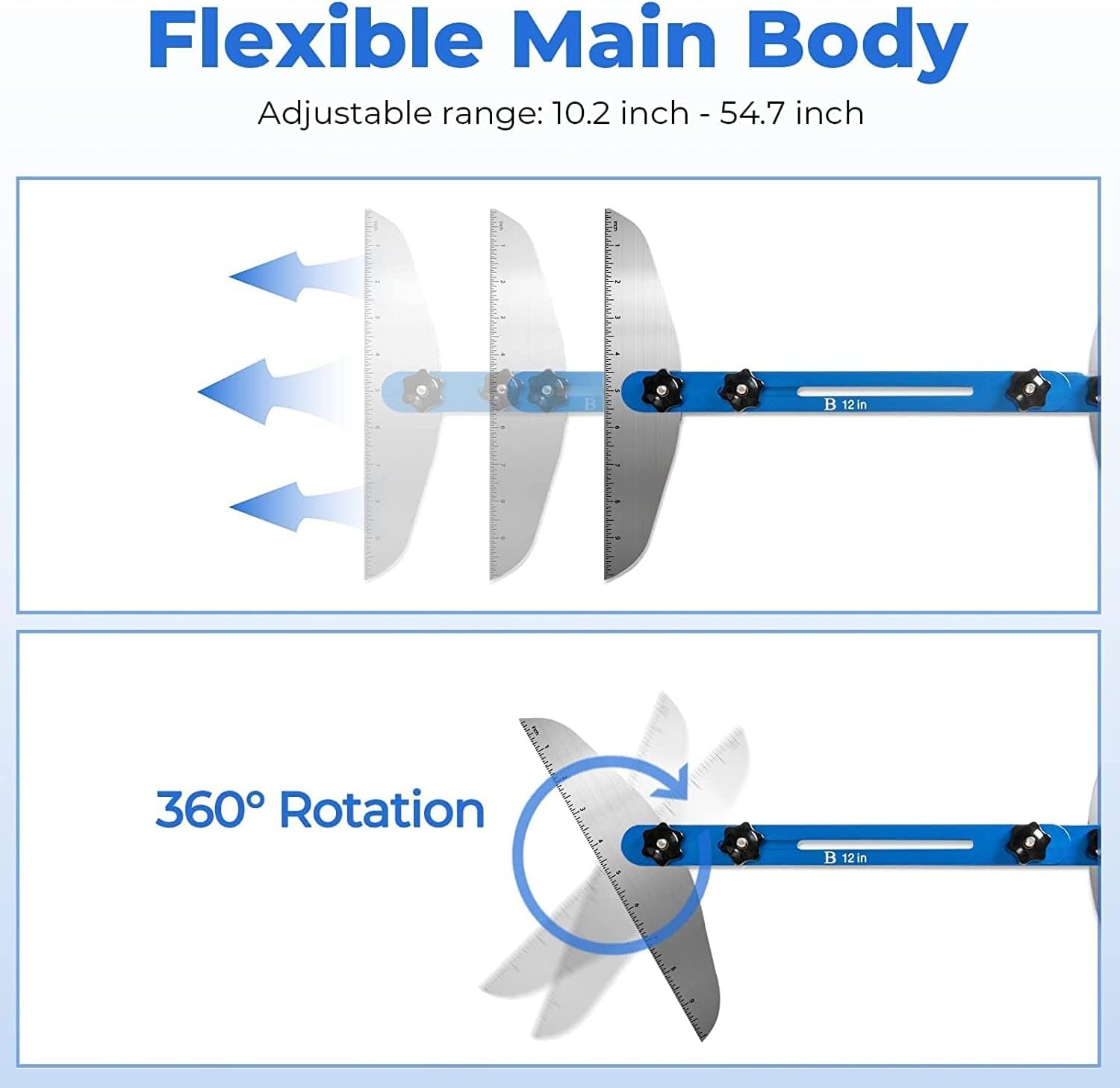 Stair Treads Template Tool, Aluminum Alloy Stair Measuring Tool,Adjustable Stair Jig, Stair Gauge Tool,Shelf Scribe Layout Tool for Stairs,Risers,Shelf and Cutting Drywall (Blue) - Blue image number 5