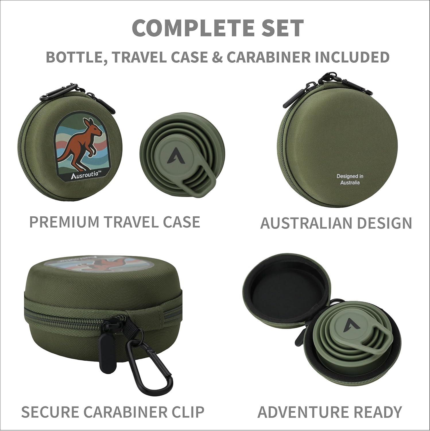 AUSROUTIA Collapsible Travel Water Bottle 500Ml &ndash; Reusable & Leakproof Drinking Bottle with Screw-Top Lid, Protective Case & Carabiner | BPA Free Silicone, Portable for Sports, Hiking & Camping image number 5