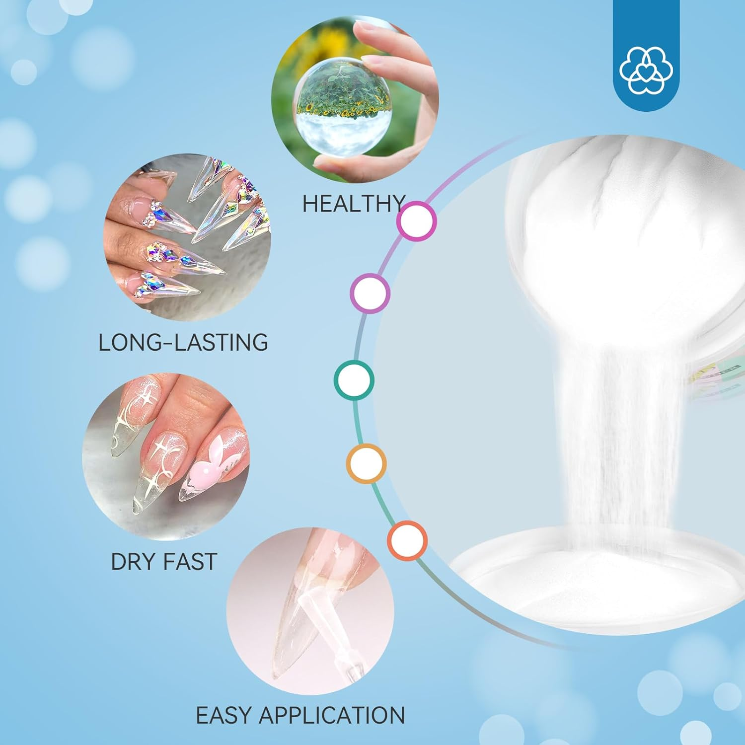 Saviland Clear Dip Powder - 2.1Oz Nail Dip Powder Dipping Powder for French Nail Art Starter Manicure, Strengthen Nail, Easy for Nail Beginners to Use No Nail Lamp Needed, Gifts for Women image number 6