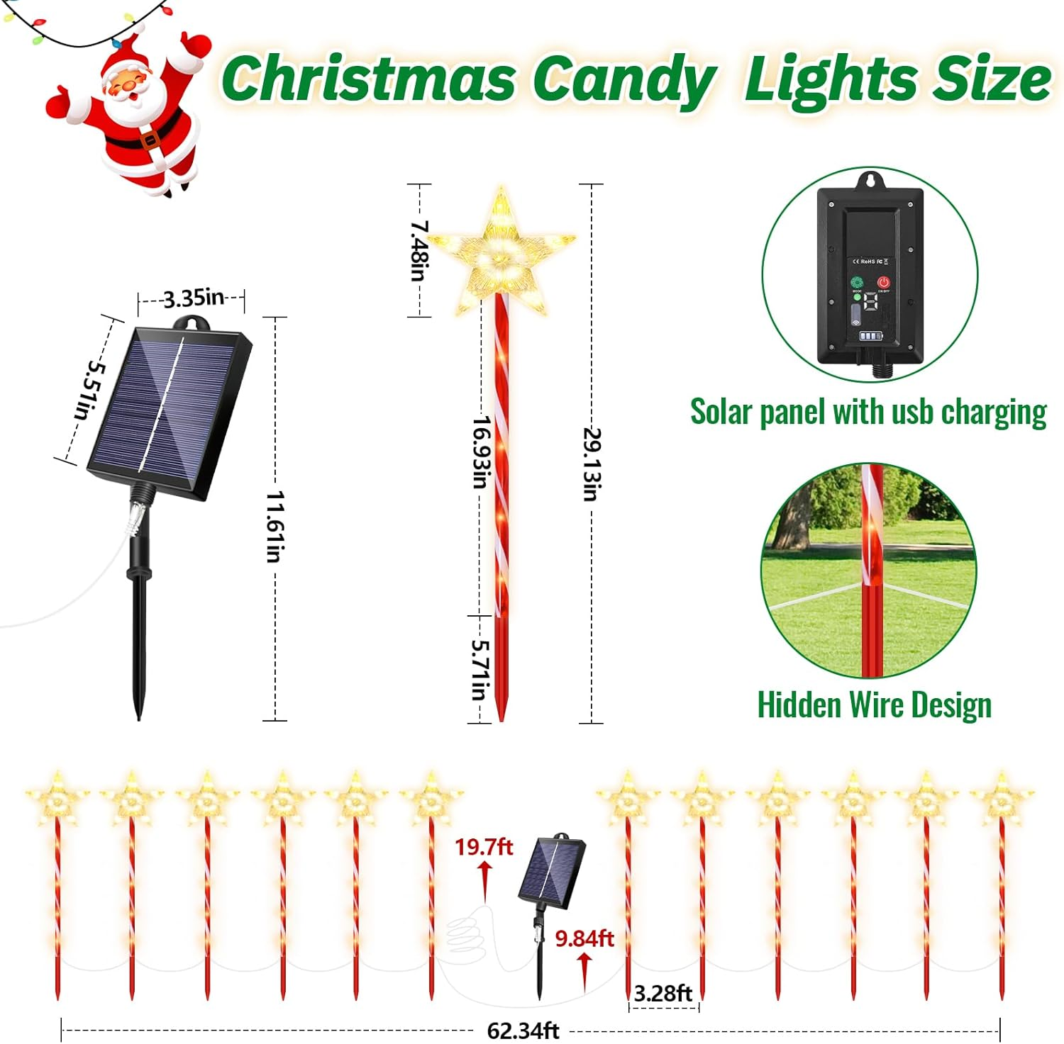 FLSEPAMB 12Pack Solar Christmas Lights Outdoor, Christmas Decorations Outdoor with 8 Modes Timer Remote, Waterproof Outdoor Xmas Lights for Outdoor Xmas Garden Yard Walkway Decor image number 4