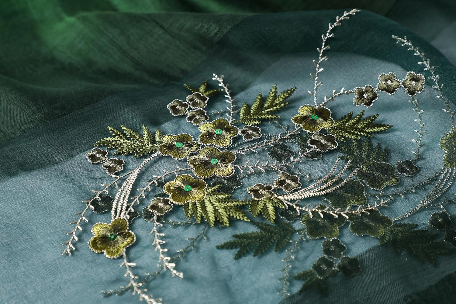 WINCESS.YU Silk Scarf for Women Lightweight Shawls and Wraps for Weddings Fashion Pashmina Shawl Embroidered Scarves image number 2